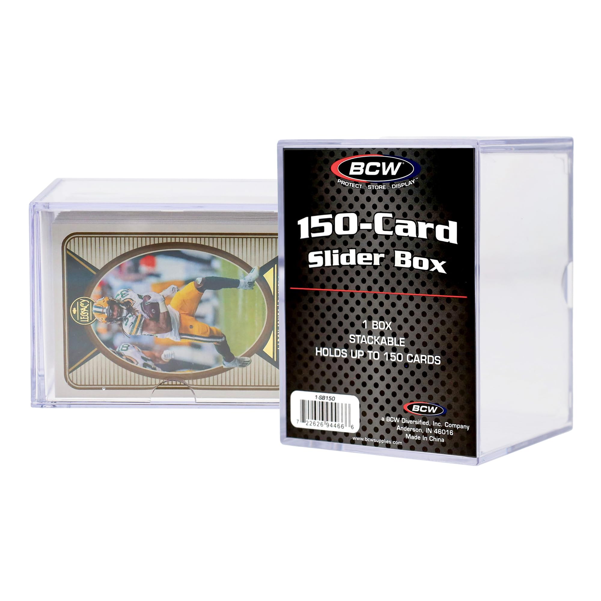 Premium BCW Card Slider Box - 150-Capacity Trading Card Storage for Magic The Gathering, Pokémon, Sports Cards | Durable, Stackable & Crystal Clear Design | Perfect for Collectors, Tournaments & Home Display (5-Pack)