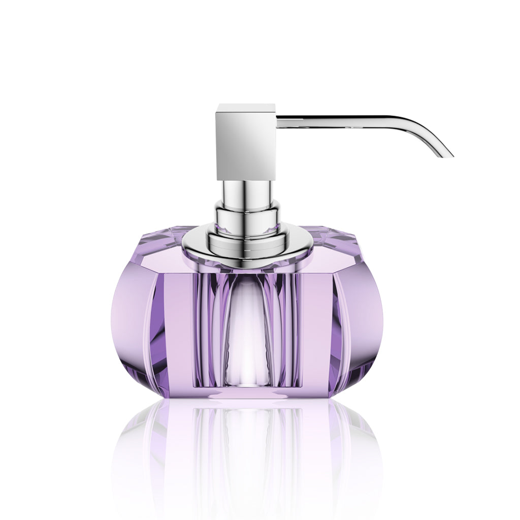 Kristall Premium Bathroom Accessories Set - Free Standing Glass Soap Dispenser & Toothbrush Holder in Elegant Violet - Perfect for Modern Bathrooms, Guest Suites & Spa-Style Decor