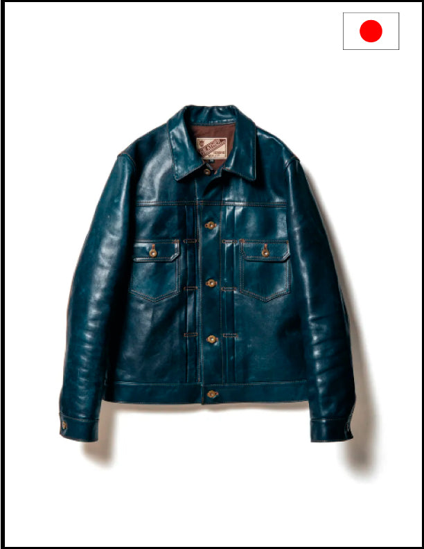 Y2 Leather IB 141 Indigo Horsehide Type 2 Denim Jacket for Men - Vintage Biker Style Outerwear for Motorcycle Riding & Casual Wear
