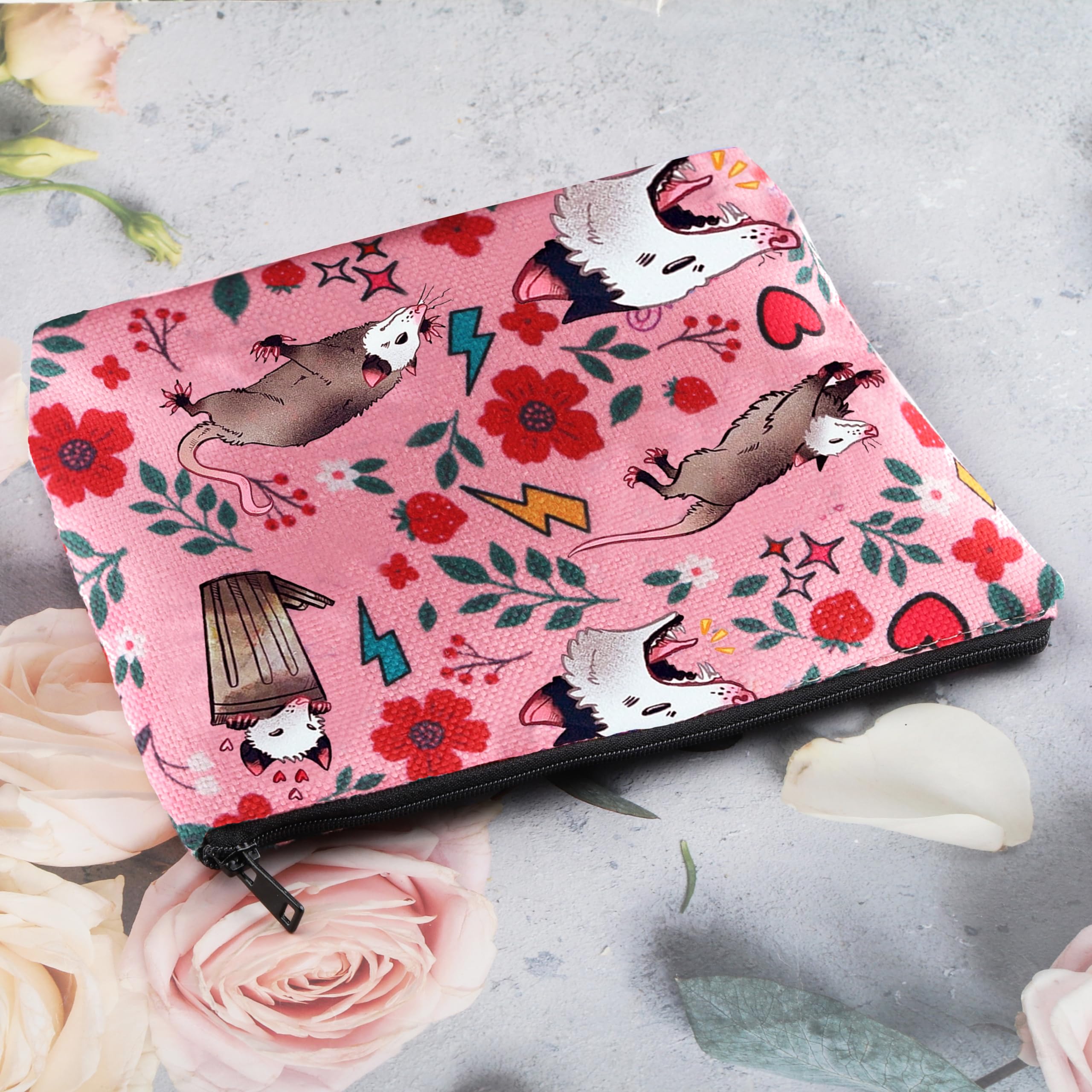 XYANFA Opossum Makeup Bag for Women - Cute Possum Cosmetic Pouch Gift for Opossum Lovers - Perfect for Travel, Gym & Daily Makeup Storage (Opossum Themed Bag)