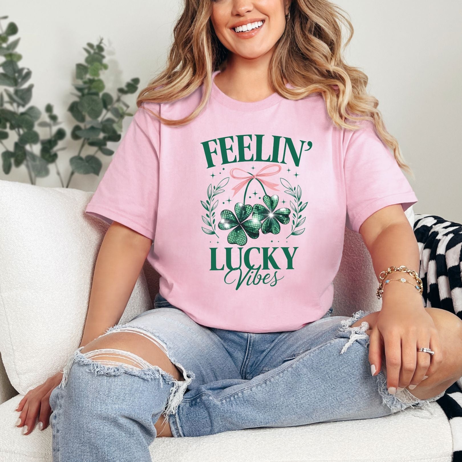 Feelin Lucky Graphic Tee - Trendy Lucky Charm T-Shirt for Men & Women | St. Patrick's Day Outfit, Casual Streetwear, Festival Fashion