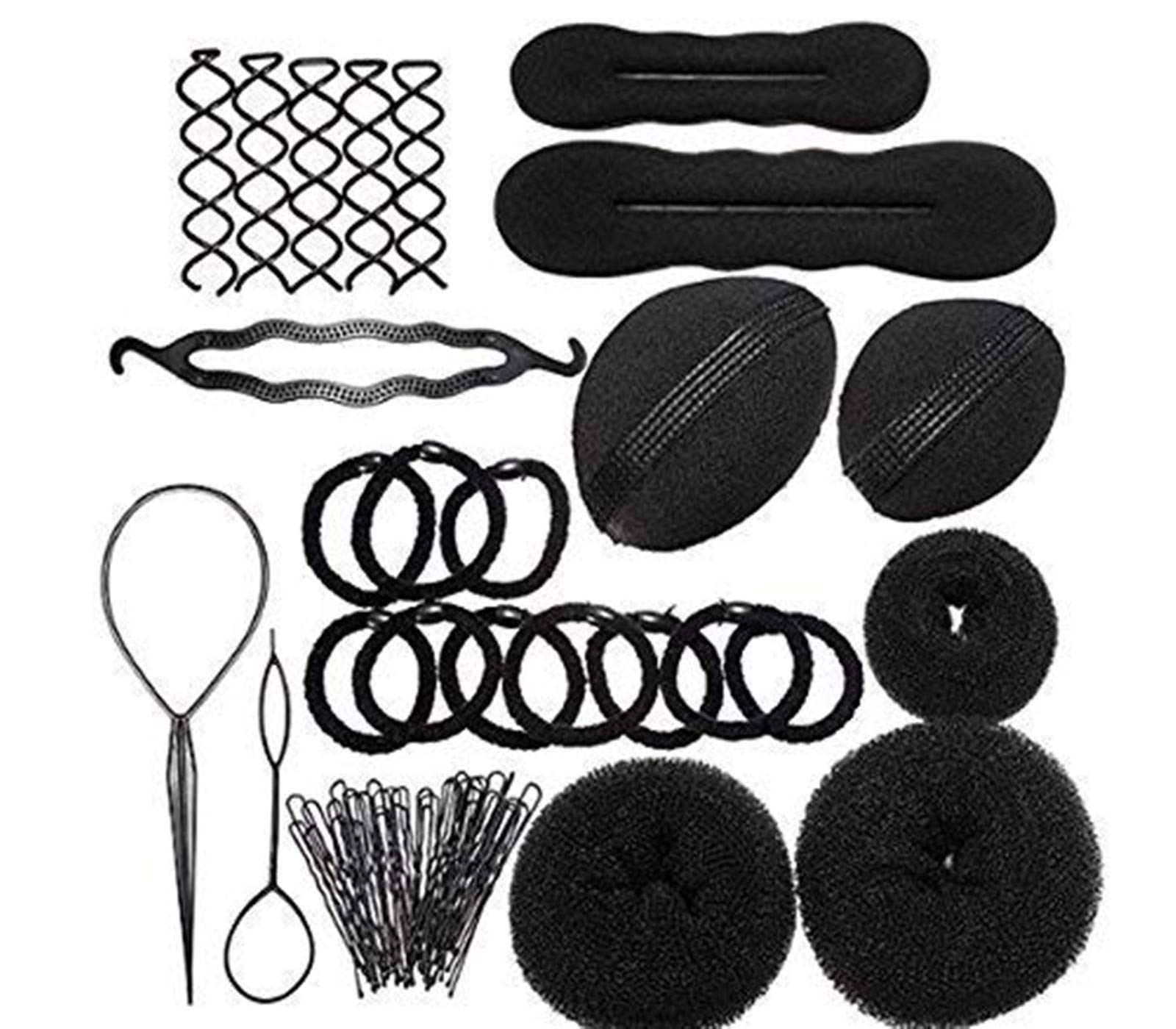 26 Pcs Hair Bun Crown Shapers & Braid Tool Set for Women & Girls - DIY Bun Maker, Clip, Curler, Roller & Twist Donut Styling Accessories Kit - Perfect for Updos, Weddings, Prom & Everyday Hairstyles