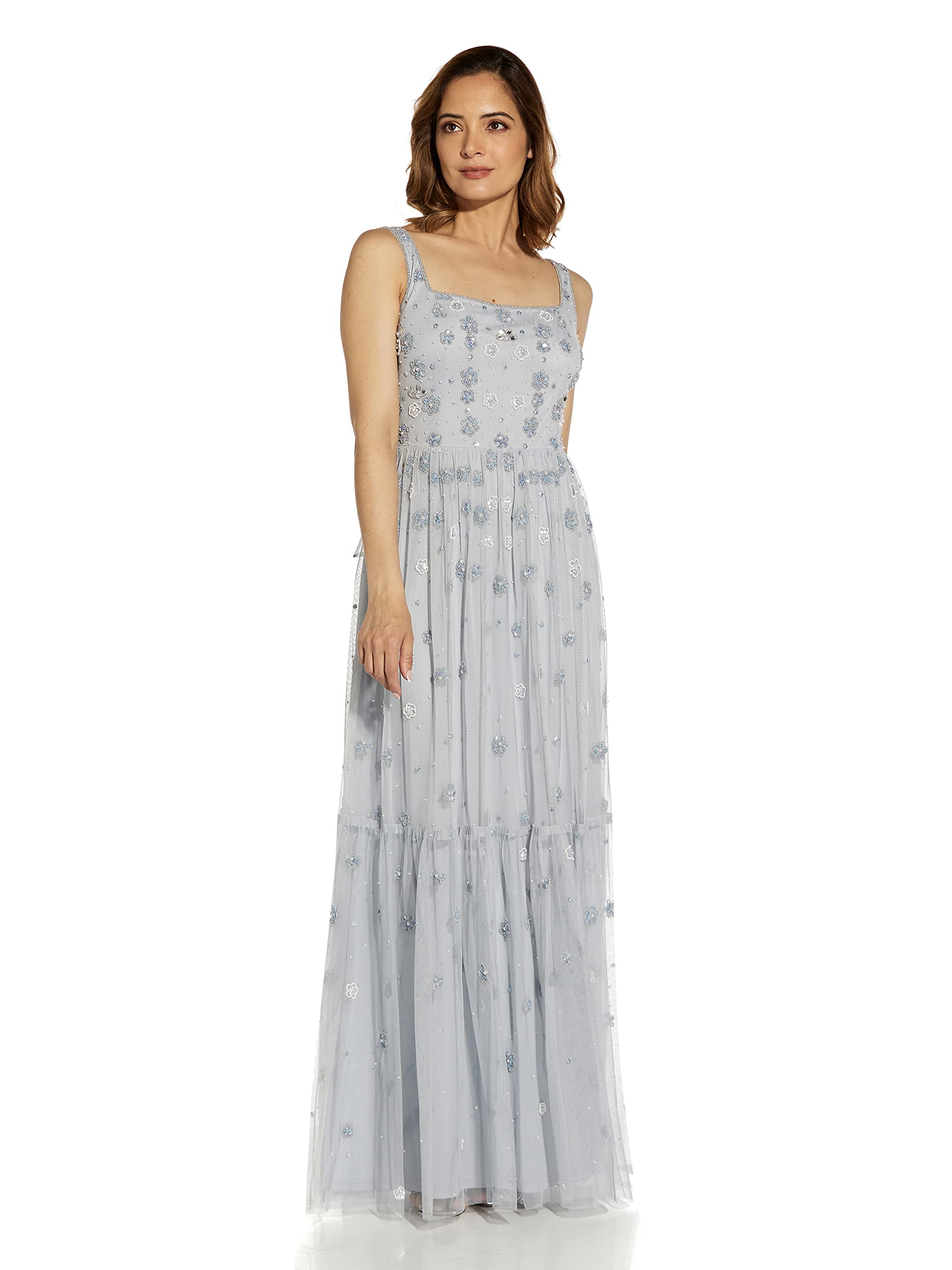 Adrianna Papell Women's Beaded Boho Maxi Dress - Elegant Bohemian Long Sleeve Gown for Weddings, Parties & Special Occasions