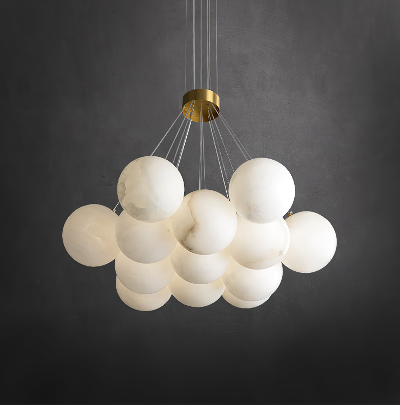 Elegant Alabaster Crystal Ball Chandelier - Modern Ceiling Light Fixture for Dining Room, Bedroom & Living Room Decor
