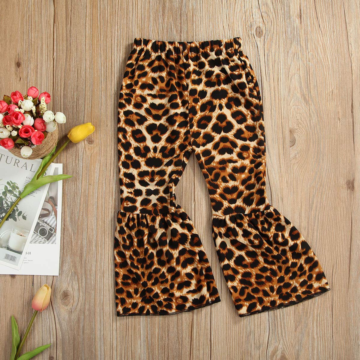 Toddler Girls Leopard Print Ruffle Leggings & Plaid Bell Bottom Flare Pants - Cute Playtime & Dress-Up Outfits for Toddlers