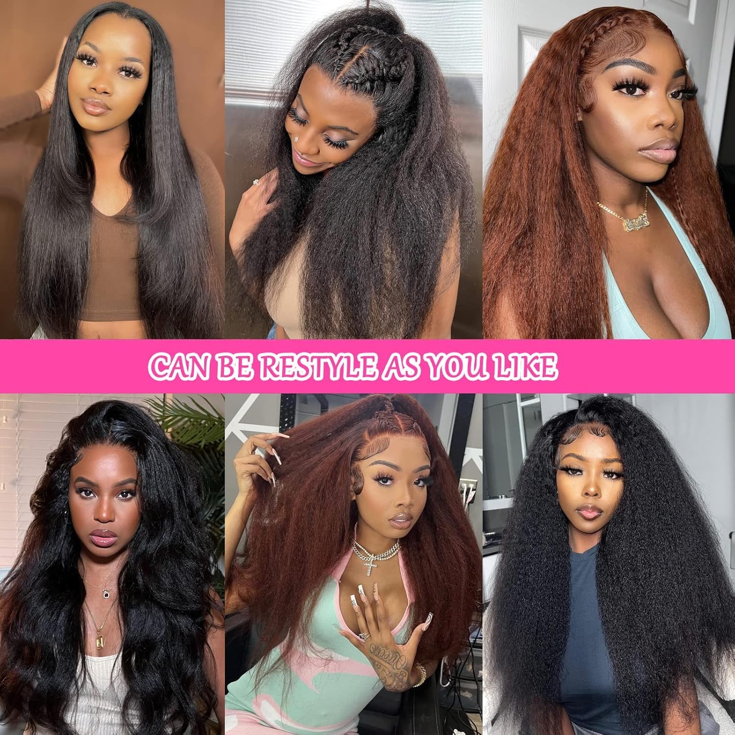 13x6 HD Transparent Lace Front Wig - 180% Density Kinky Straight Brazilian Virgin Human Hair - Pre Plucked with Baby Hair & Natural Hairline - Perfect for Daily Wear, Cosplay & Special Occasions (18 Inch)
