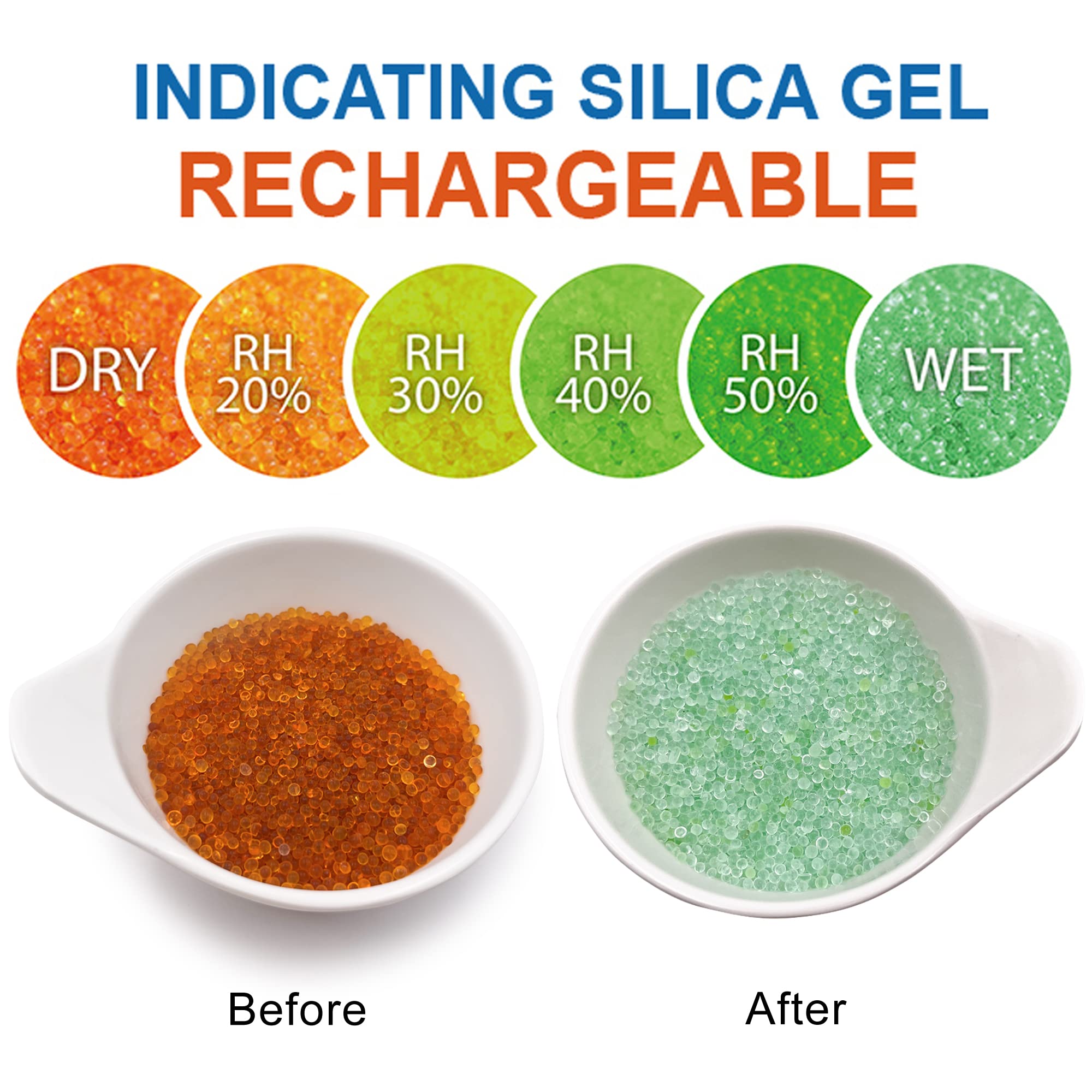 10 Pack 40 Gram Silica Gel Canister Dehumidifiers - Orange to Green Moisture Indicator, Reusable Desiccant for Gun Safe, Car, Closet | Prevent Rust & Mold in Storage Areas