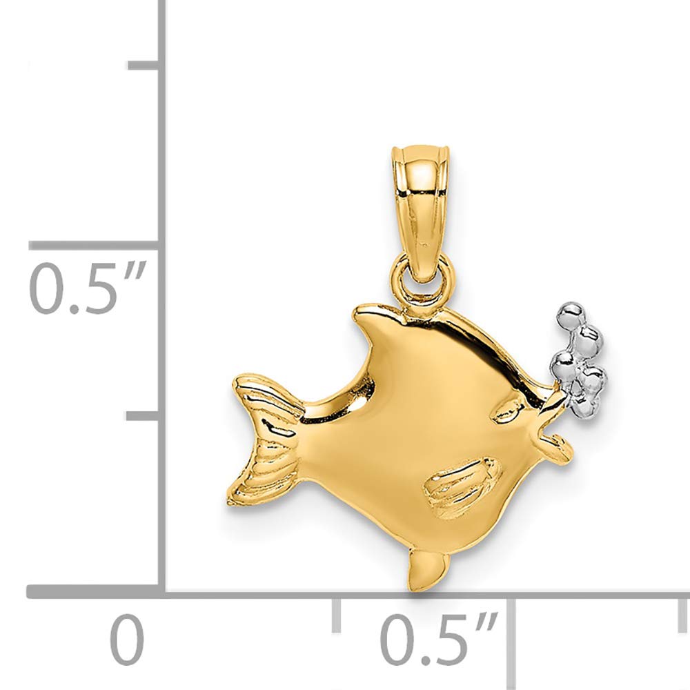 FJC Finejewelers 14K Two-Tone Gold Fish Charm with White Bubble Details - Perfect for Bracelets, Necklaces & Jewelry Making | Gift for Fishermen, Ocean Lovers & Birthdays