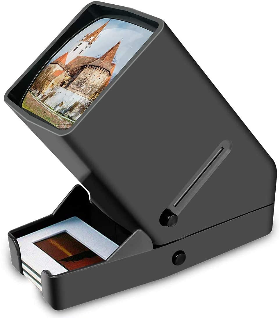 Rybozen 35mm Slide Viewer with 3X Magnification - LED Illuminated Desktop Viewer for 35mm Slides & Film Negatives (Includes 4AA Batteries) - Perfect for Home Archiving, Photography Enthusiasts & Classroom Use