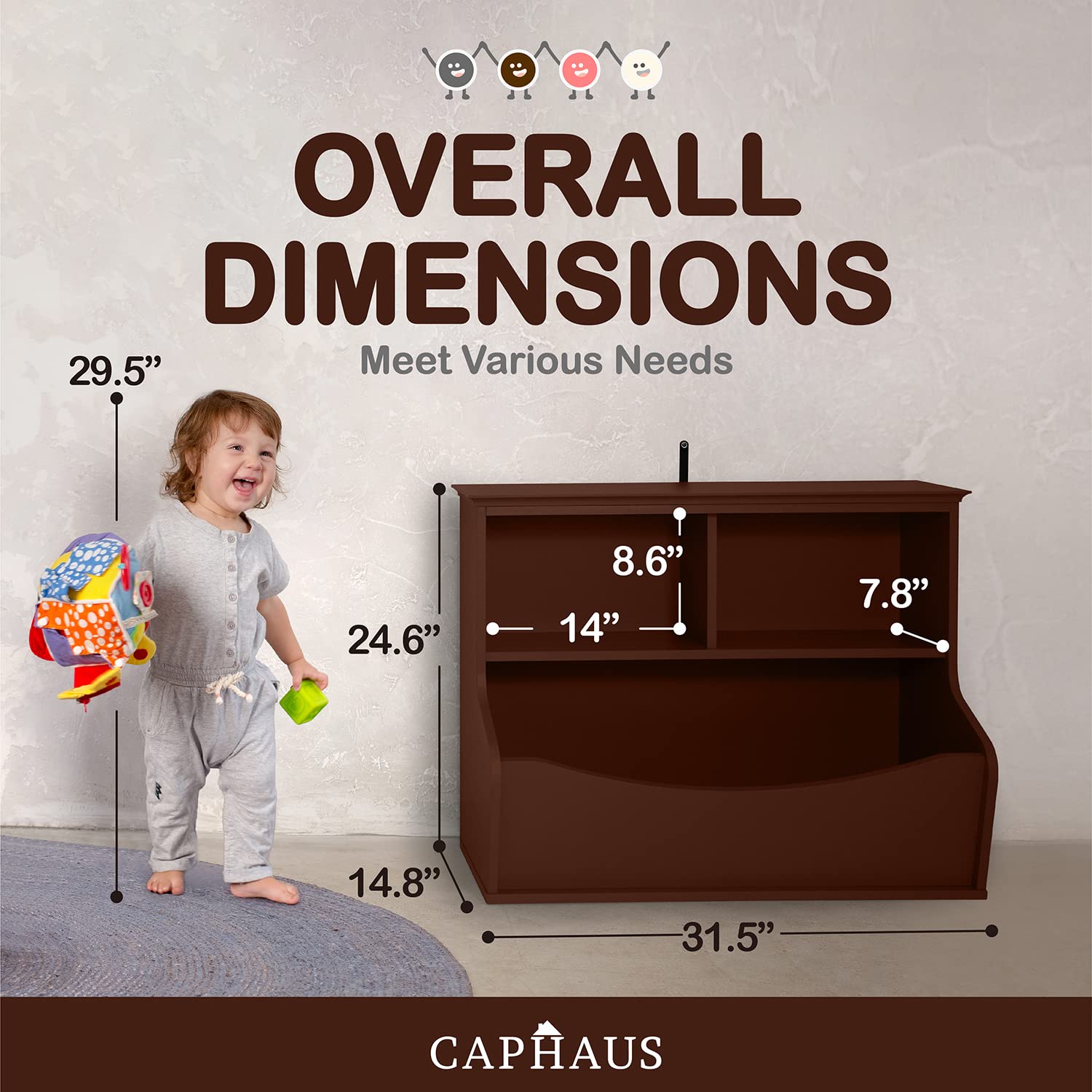 CAPHAUS Kids' Toy Storage Organizer - Multifunctional Open Shelf for Books & Toys, Nursery & Playroom Organizer, Closet Storage Solution - Perfect for Home Organization & Child's Room Decor