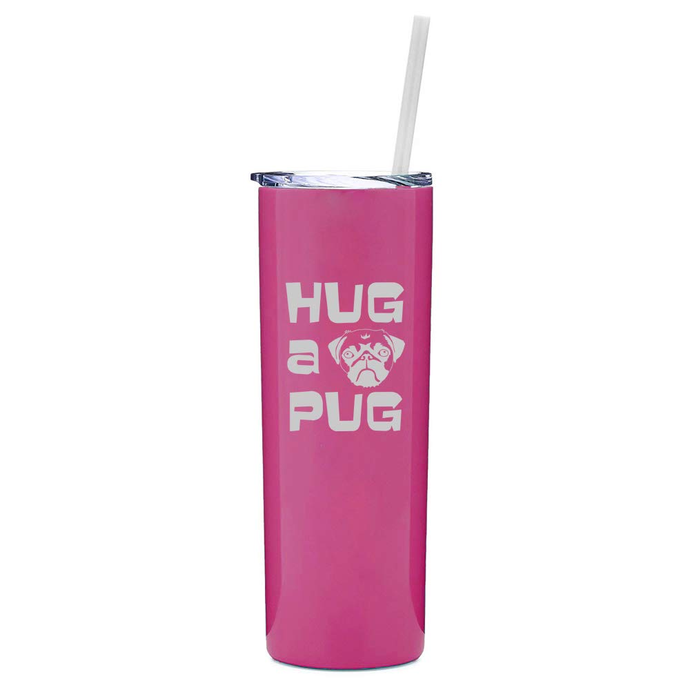 20 oz Skinny Tall Stainless Steel Vacuum Insulated Tumbler with Straw - Leakproof Travel Mug for Coffee & Tea - Cute 