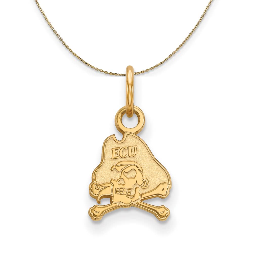 14k Yellow Gold East Carolina University X-Small Logo Necklace - Perfect for Graduation Gifts & Alumni Pride