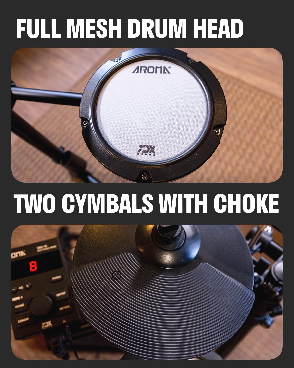 TDX-18 Electronic Drum Kit with 4 Quiet Mesh Pads, Bluetooth Connectivity, 2 Switch Pedals & Complete Accessories (Drum Throne, Headphones, Sticks) - Perfect for Home Practice, Studio Recording & Silent Drumming Sessions