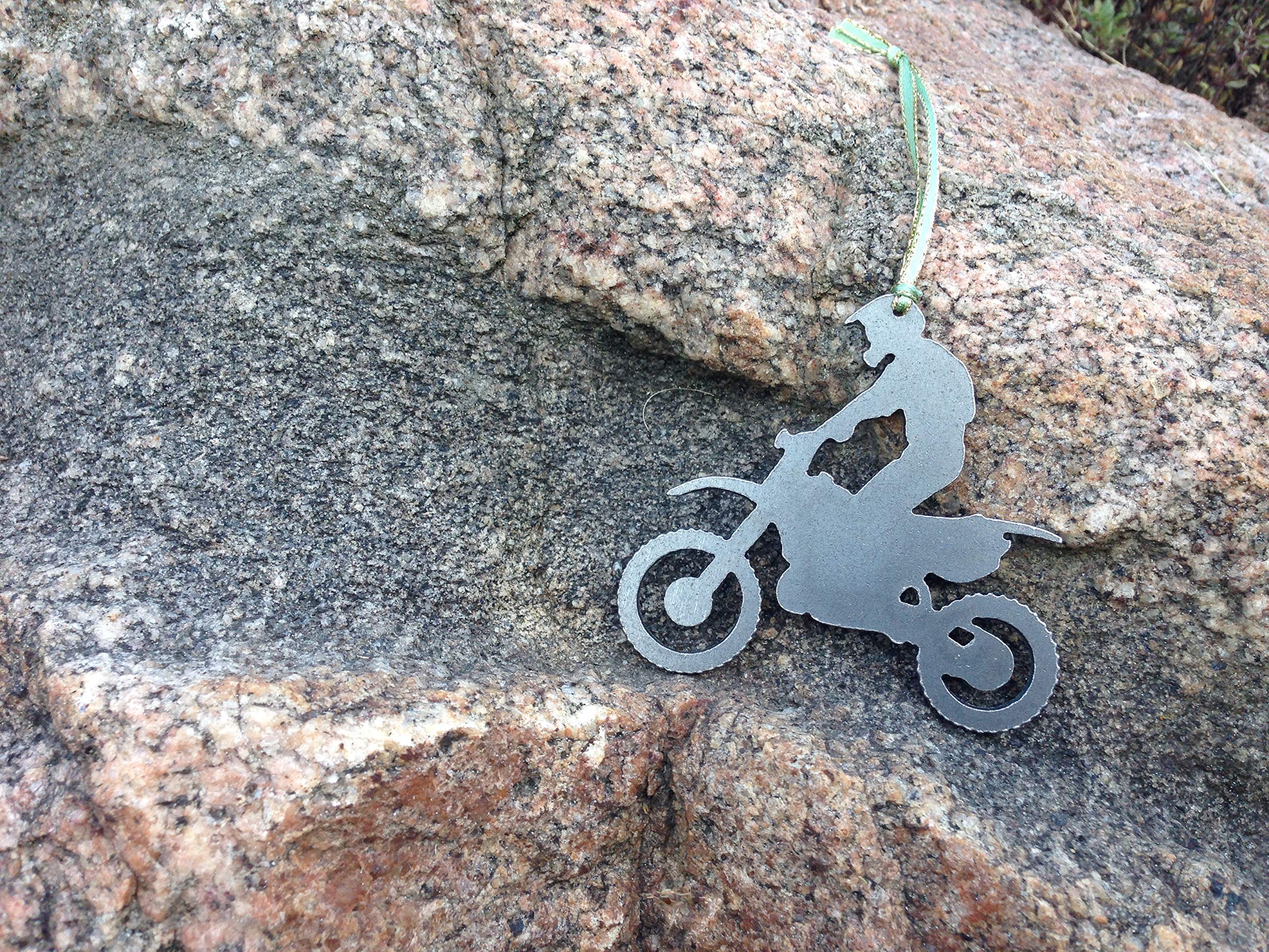 Dirt Bike with Rider Metal Ornament - Motorcycle Decor, Collectible Keepsake Gift for Bikers & Motocross Fans - Perfect for Home, Office, or Man Cave Display