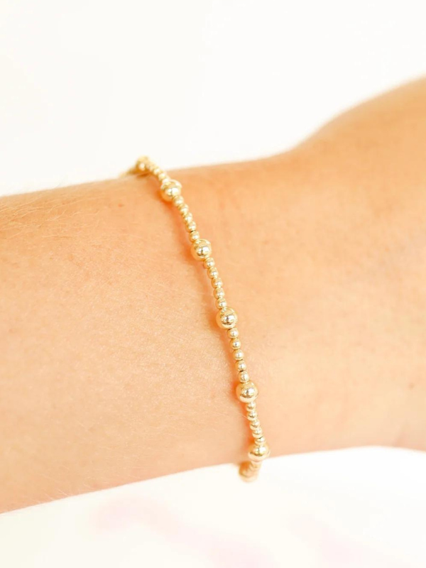 Extended June Gold Beaded Bracelet for Women - Elegant 18K Gold Plated Stretch Bracelet - Perfect for Parties, Weddings & Everyday Wear