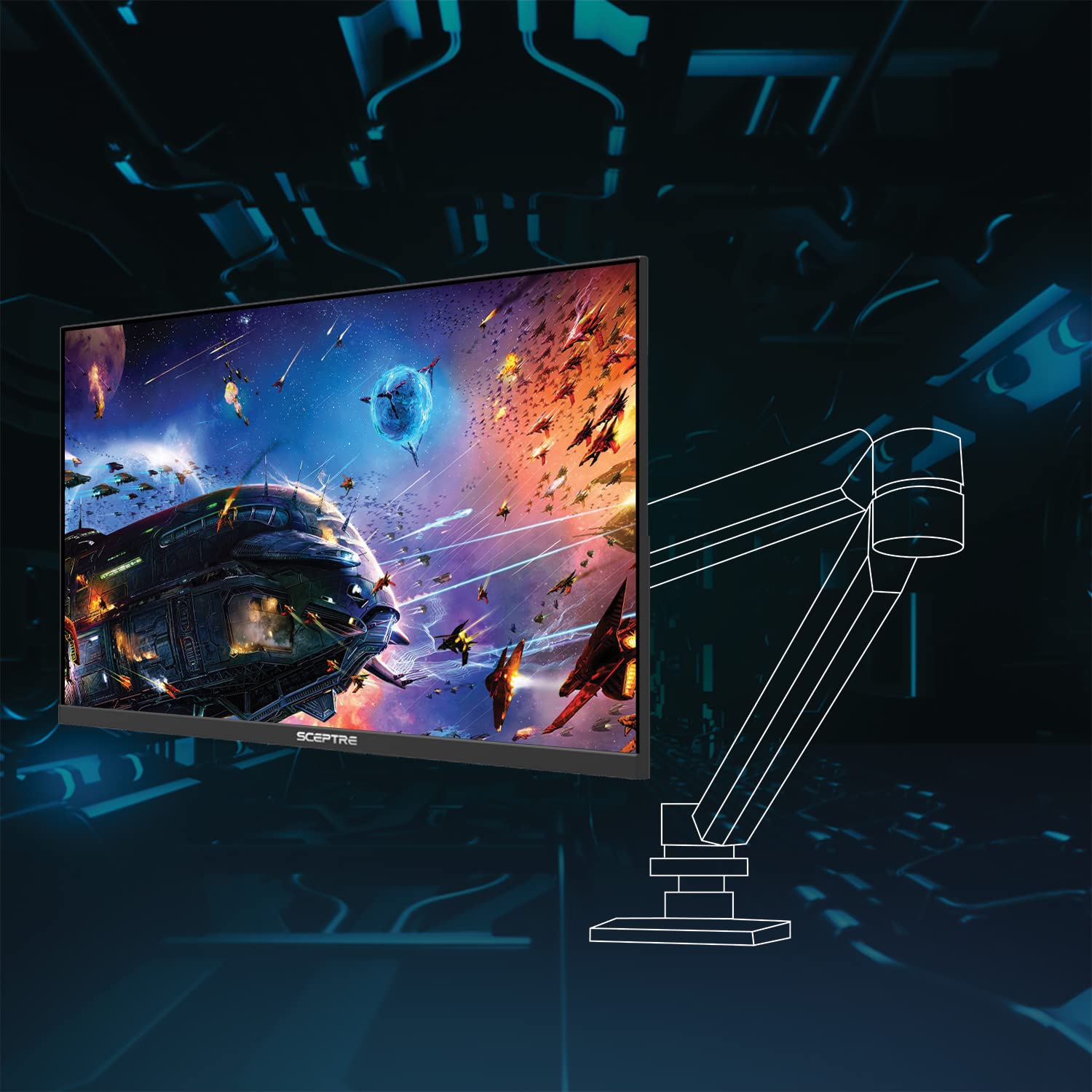 Sceptre 27-inch IPS Gaming Monitor - 165Hz Refresh Rate, DisplayPort & HDMI, 300 Lux, Built-in Speakers, Machine Black (E278B-FPT168) - Perfect for Esports, Streaming & Home Office Setup
