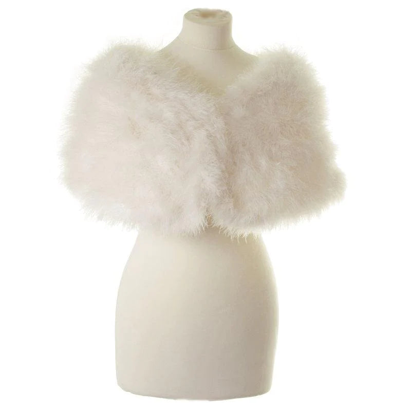 Ivory Marabou Feather Bridal Wrap - Vintage Feather Shrug Stole for Weddings, Prom & Evening Events - Elegant Wedding Accessory for Brides & Formal Occasions