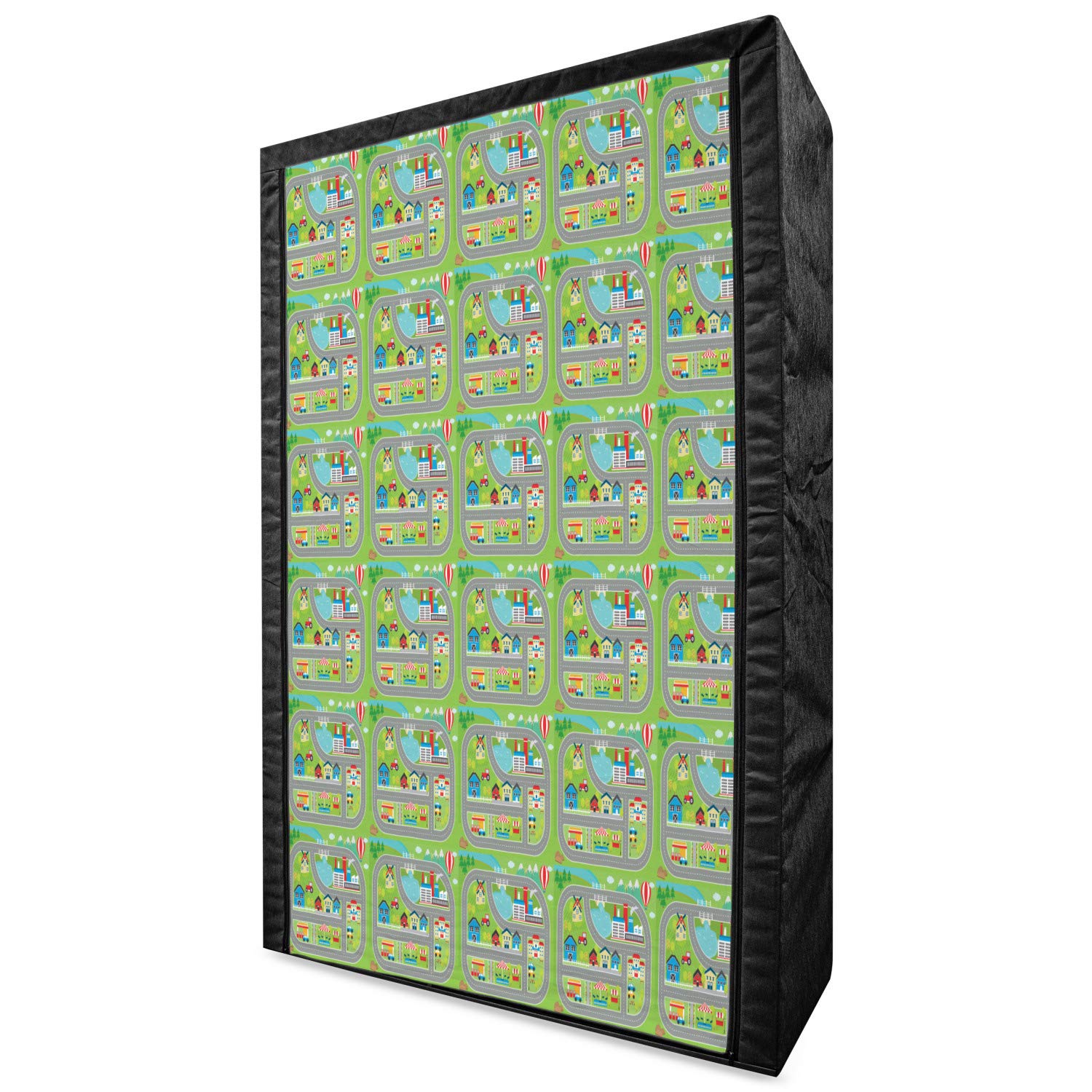 Ambesonne Car Race Track Portable Fabric Wardrobe Closet with Shelves - 42.5