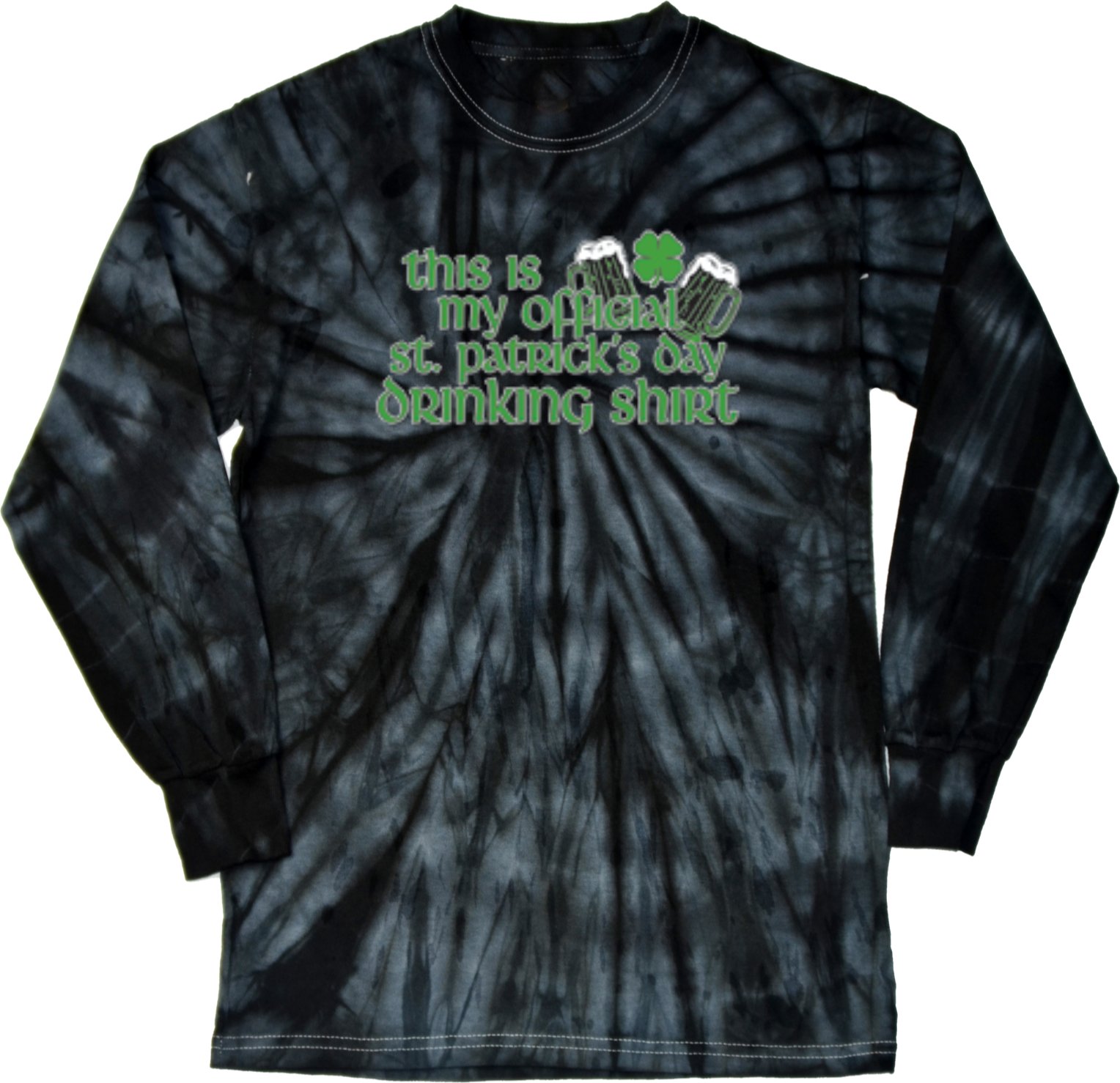 St. Patrick's Day Tie Dye Drinking Shirt - Long Sleeve Party T-Shirt for Irish Pub Crawls & Festive Celebrations