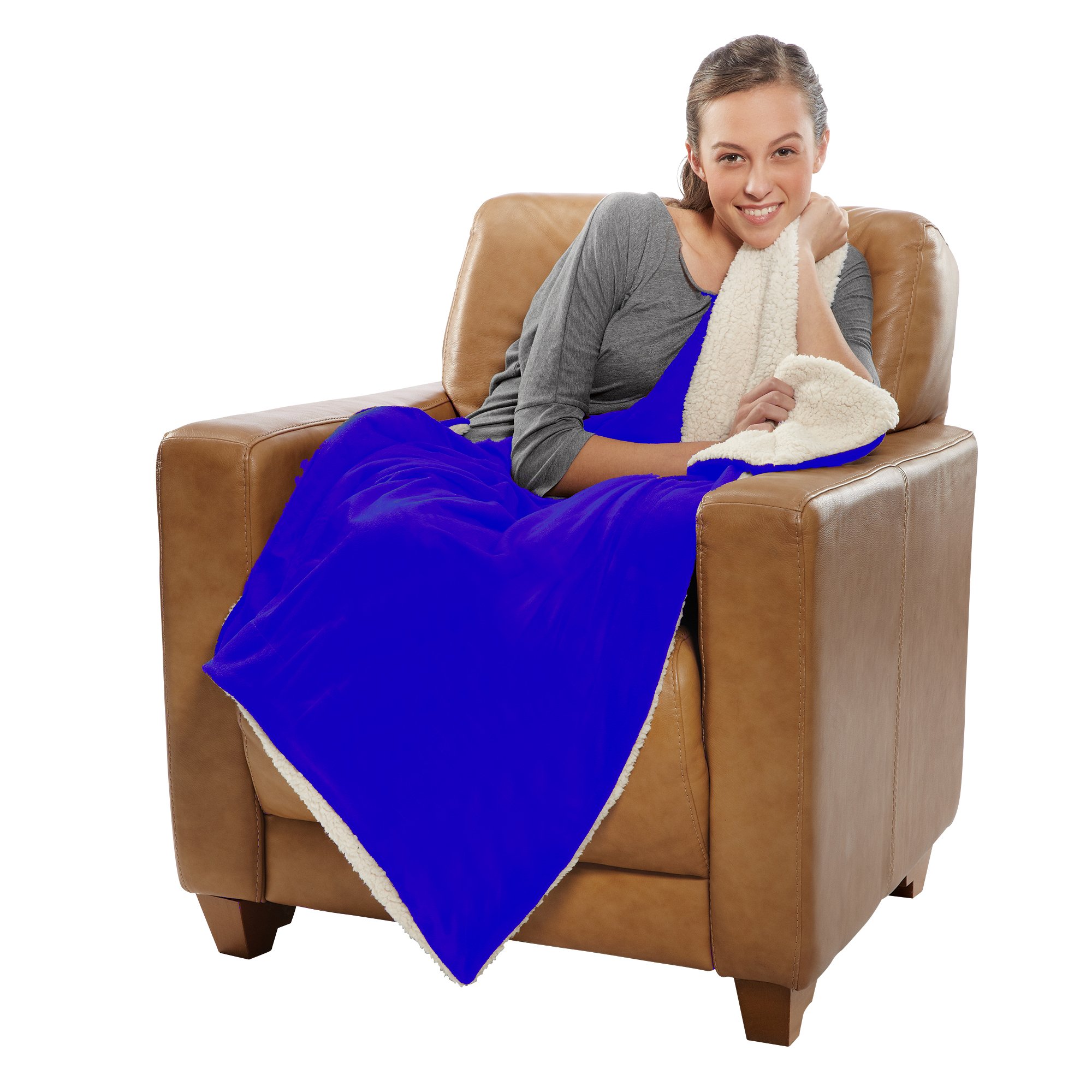 Sherpa Lined Micro Mink Blanket - Ultra Soft 37Oz Plush Throw (50