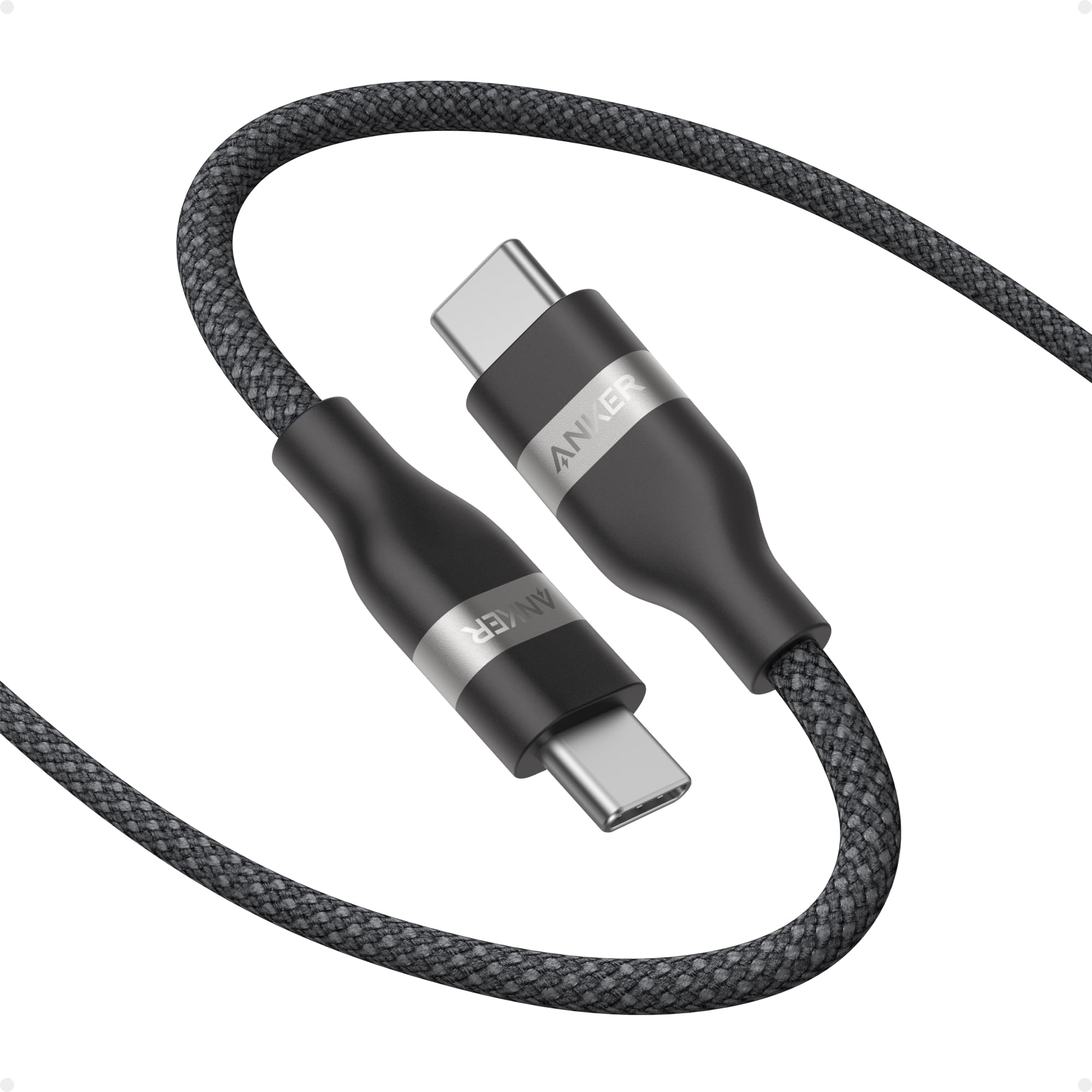 Anker Nano USB C Cable 6ft 240W Fast Charging Braided Type C Charger Cord for iPhone 16/16 Pro/16 Plus/16 Pro Max, MacBook Pro, iPad Pro, Galaxy S24 - Durable Flexible Multi-Color (Black) - Perfect for Home, Office & Travel Charging