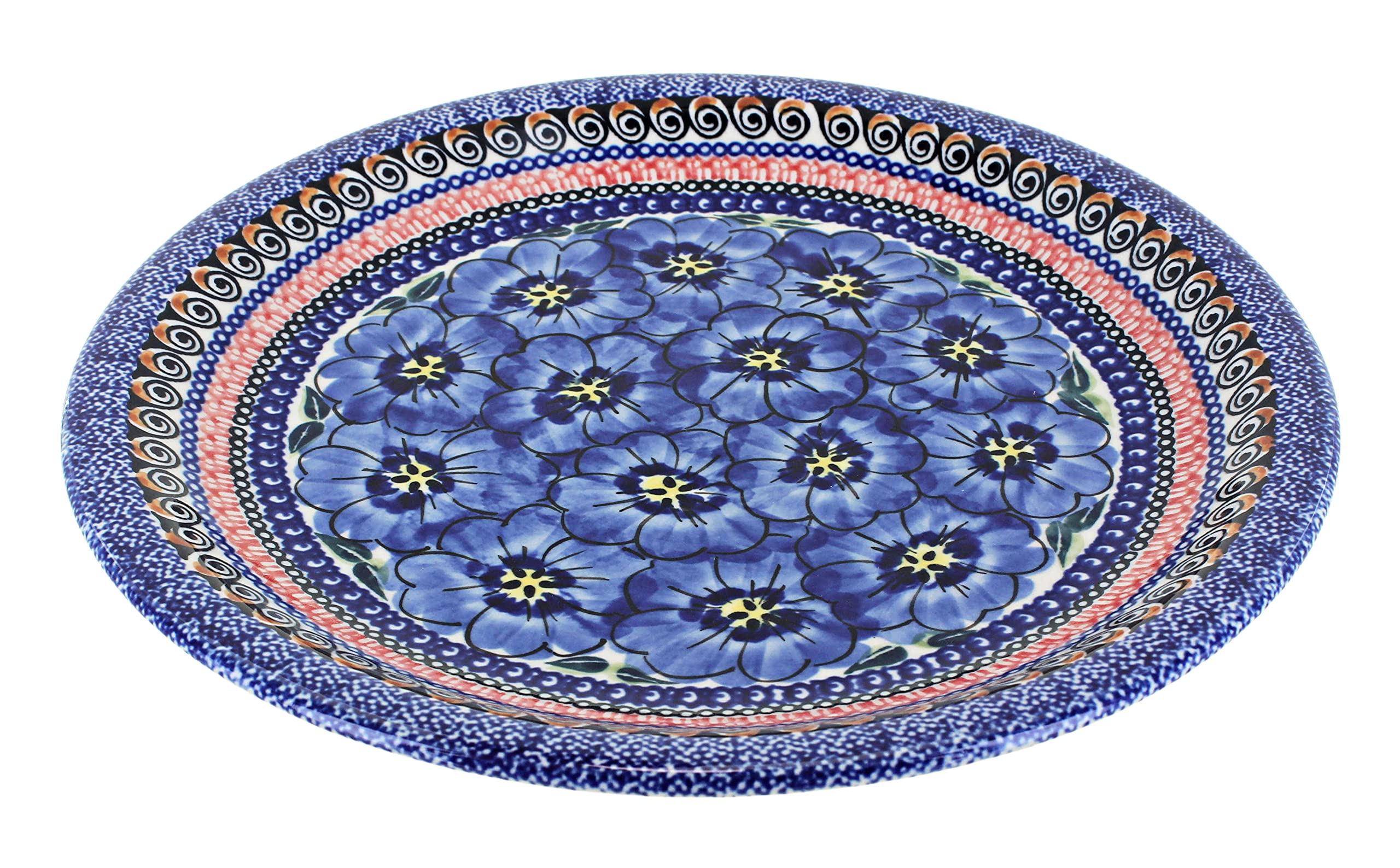 Handmade Blue Rose Polish Pottery Dinner Plate - Elegant Artisan Ceramic Plate for Dining, Decor & Gift Giving - Perfect for Weddings, Anniversaries & Special Occasions