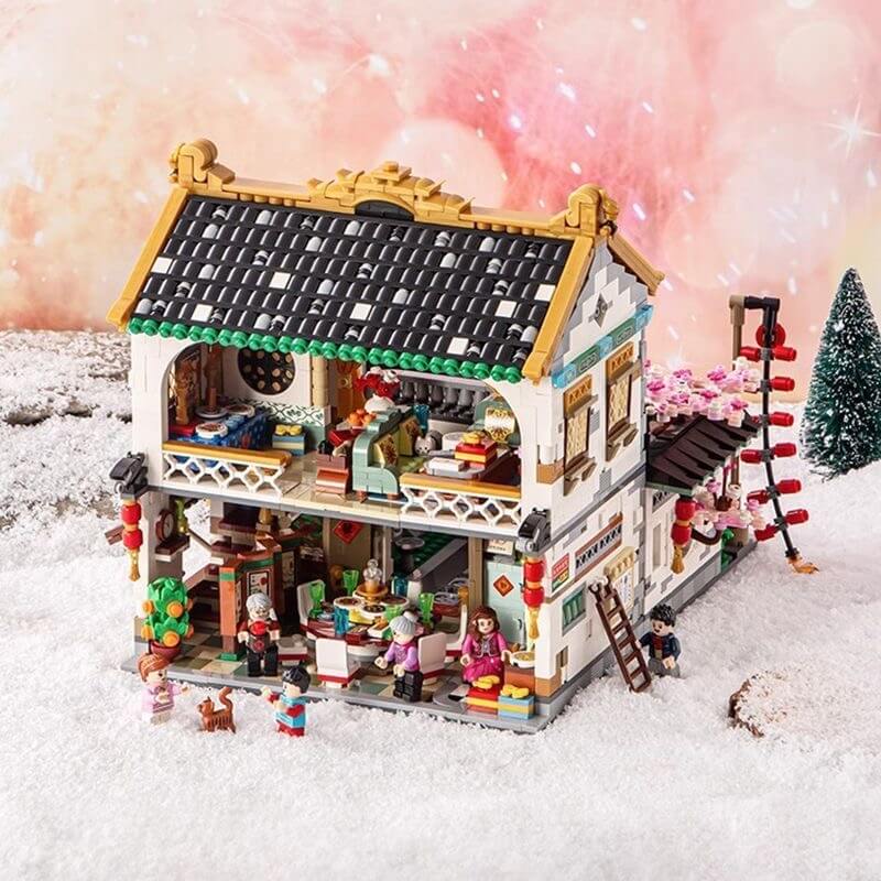 LOZ Mini Building Blocks - Chinese New Year Siheyuan Courtyard House Model Kit for Adults & Kids | DIY Architecture Toy for Holiday Decor, Gift, and Collectibles