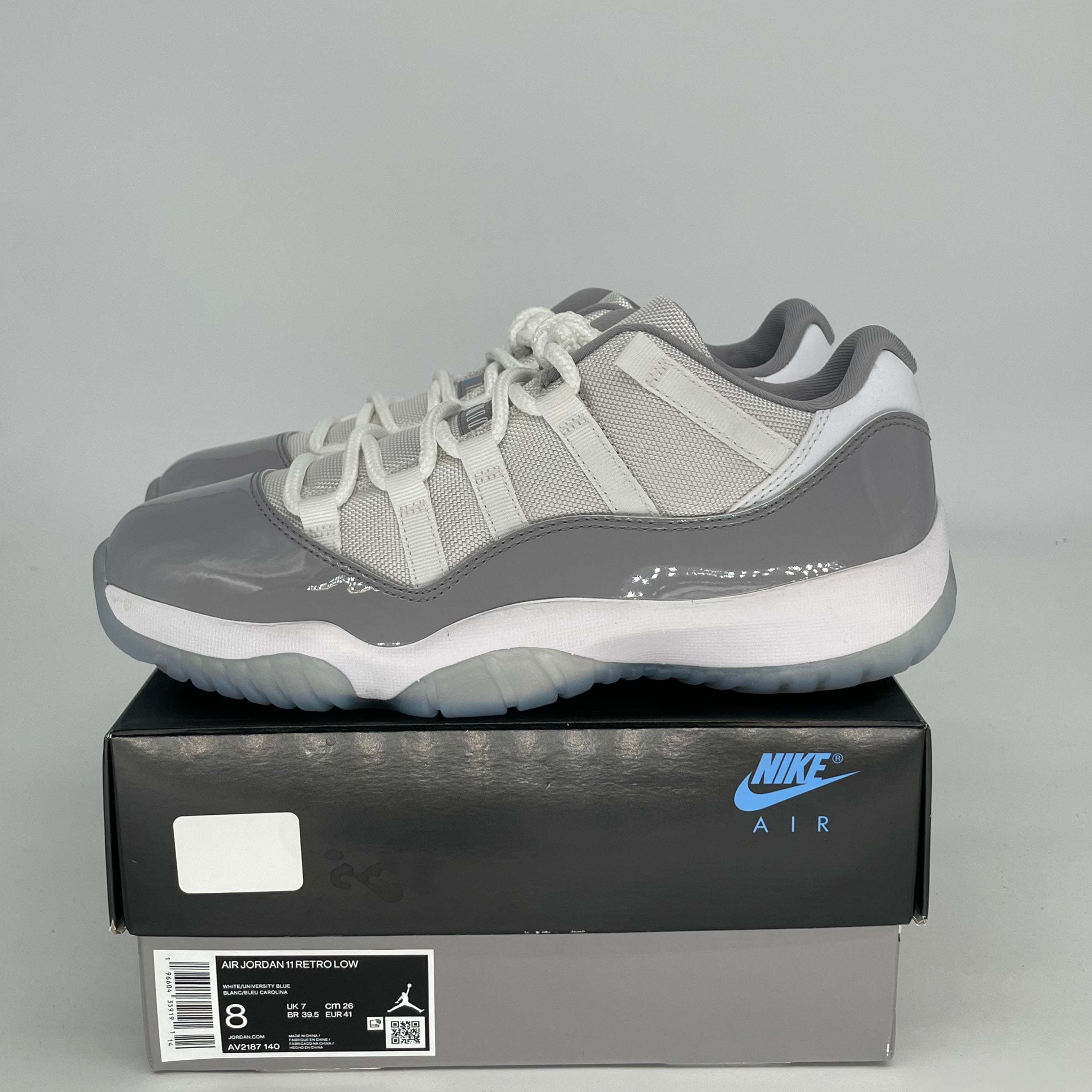 AIR JORDAN 11 LOW CEMENT GREY Basketball Shoes - Men's Size 8 / Women's Size 9.5W (Style: AV2187-140) - Perfect for Casual Wear, Gym Training & Street Fashion