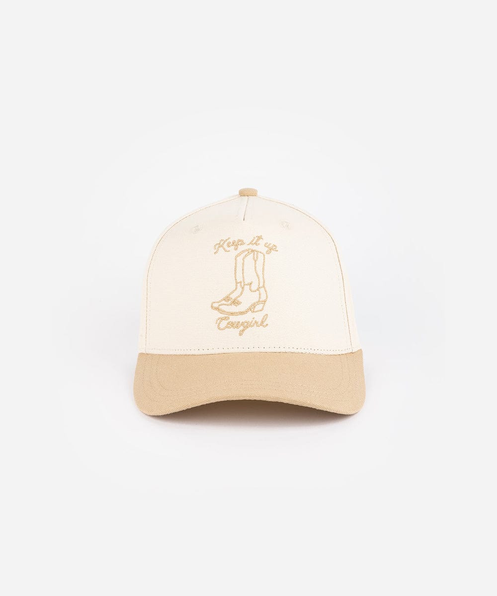 Keep It Up Cowgirl Canvas Trucker Hat - Stylish Western Cowgirl Hat for Women - Perfect for Rodeo, Country Music Festivals & Outdoor Adventures