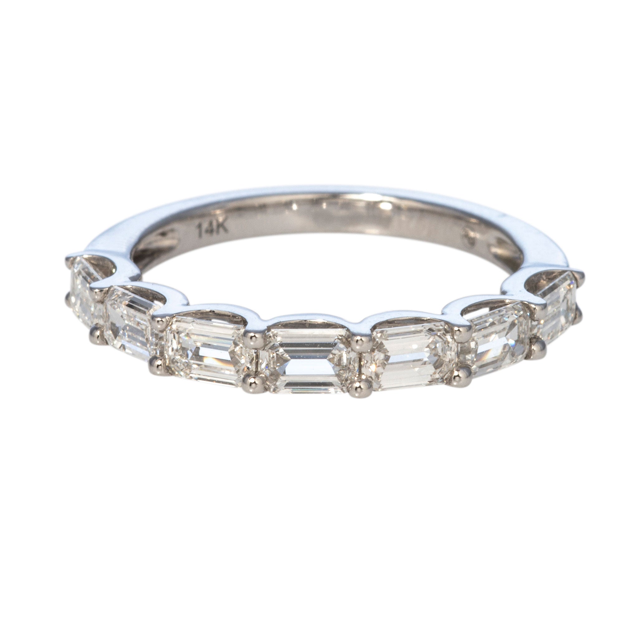 1.55ctw Emerald Cut Diamond 14K White Gold Halfway Eternity Band Ring for Women - Perfect for Anniversary Gifts & Special Occasions
