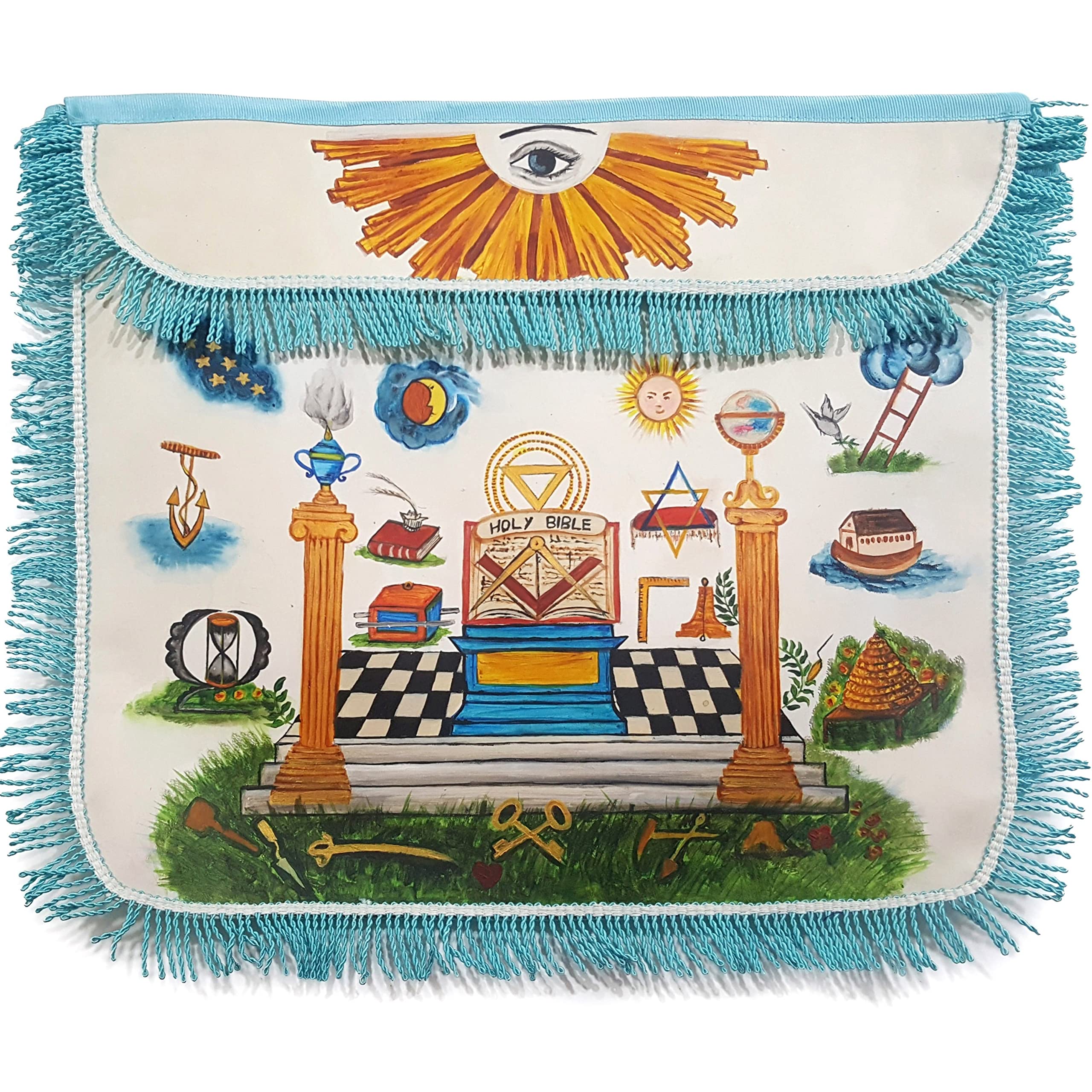 18th Century Inspired Hand-Painted Colorful Apron - Vintage Style Kitchen Apron for Women & Men - Perfect for Cooking, Baking, Gardening & Historical Reenactments