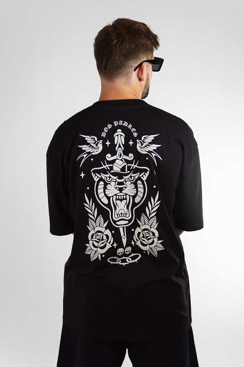Remera Dos Padres Oversized Black T-Shirt - Comfortable Loose Fit Cotton Shirt for Men & Women | Perfect for Casual Wear, Street Style & Everyday Outfits