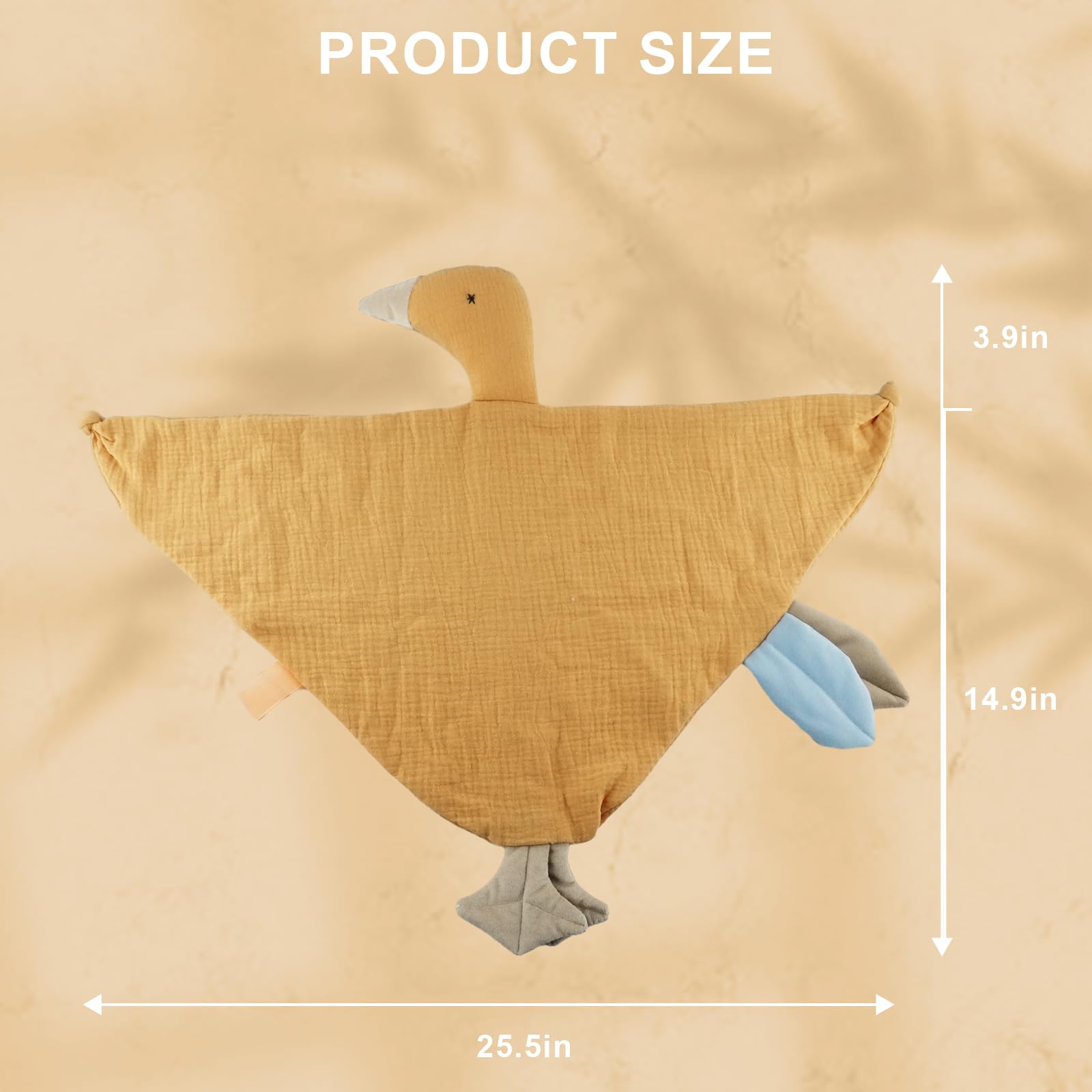 Organic Cotton Muslin Baby Security Blanket Lovey - Soft, Breathable Comfort Blanket for Newborns & Toddlers | Unisex Baby Shower Gift for Boys & Girls (Ginger) - Perfect for Naptime, Travel & Soothing Fussy Babies