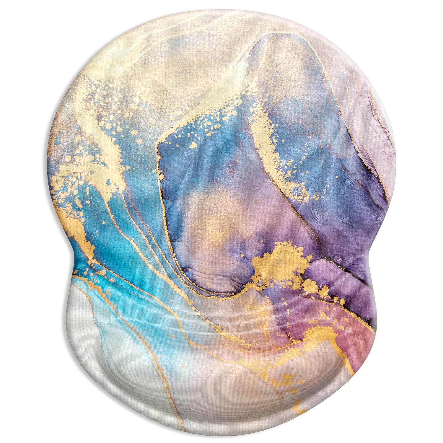 Ergonomic Mouse Pad with Gel Wrist Rest - Non-Slip PU Base & Lycra Cloth Surface for Gaming, Office & Travel - Comfortable Computer & Laptop Accessory with Abstract Marble Texture - Perfect for Long Work Hours, Gaming Sessions & Home Office Use