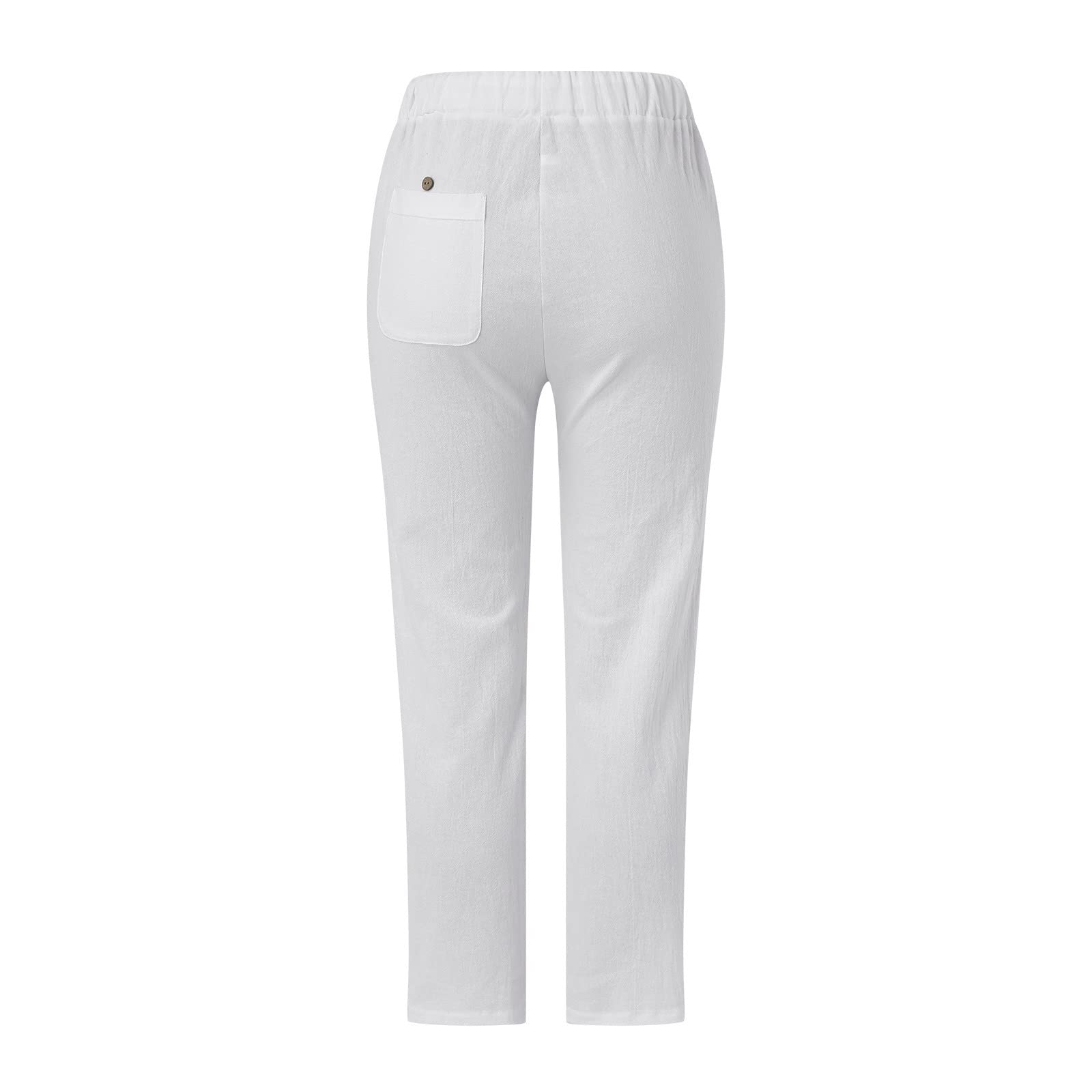 Women's High Waist Casual Pants with Drawstring - Side Cutout Wide Leg Cropped Capri Pants for Summer, Travel & Lounge Wear