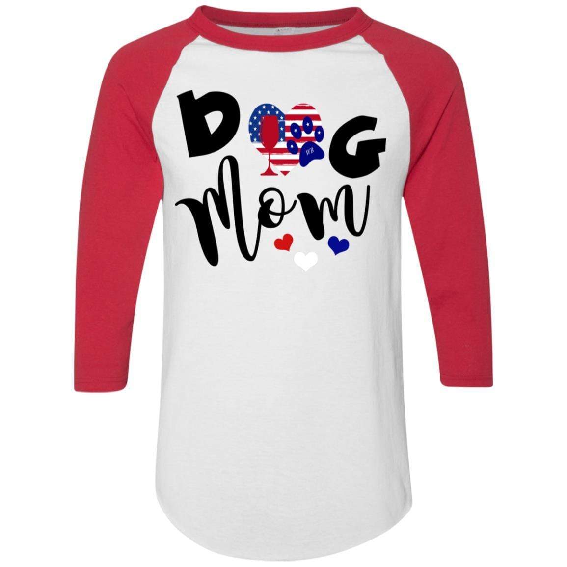 WineyBitches.Co Dog Mom Colorblock Raglan Jersey - Comfortable & Stylish Dog Lover T-Shirt for Women | Perfect for Casual Wear, Dog Parks & Pet Owner Outings
