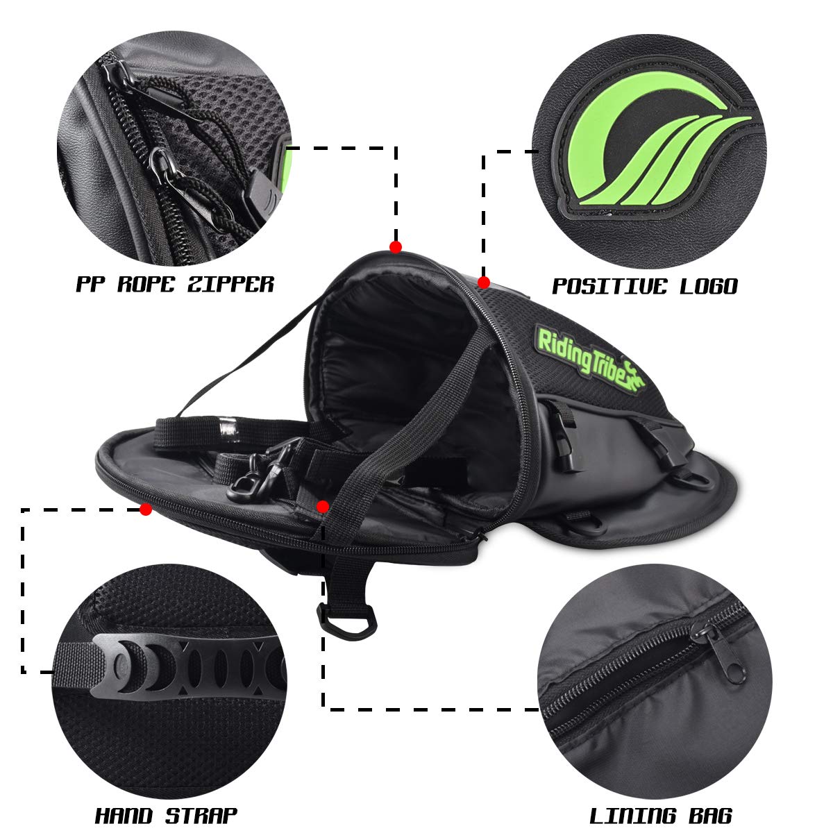 KATUR Waterproof PU Leather Motorcycle Backseat Tank Bag - Lightweight Multifunctional Storage Saddle Bag for Motorbike Rear Seat Accessories (Black) | Perfect for Commuting, Touring & Adventure Riding