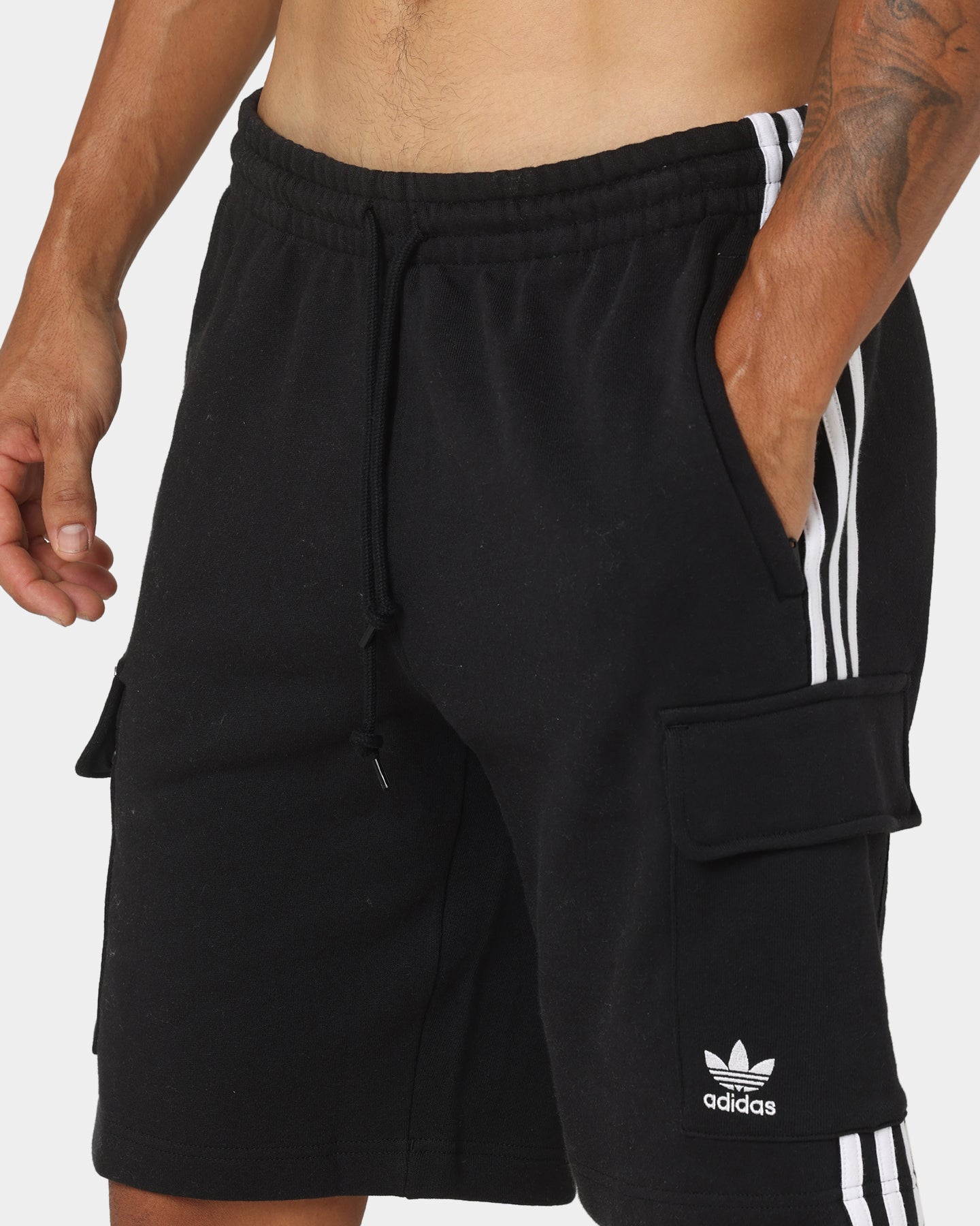 Adidas 3 Stripe Cargo Shorts for Men - Black Athletic Casual Shorts with Pockets | Perfect for Gym, Running, Workout & Everyday Wear