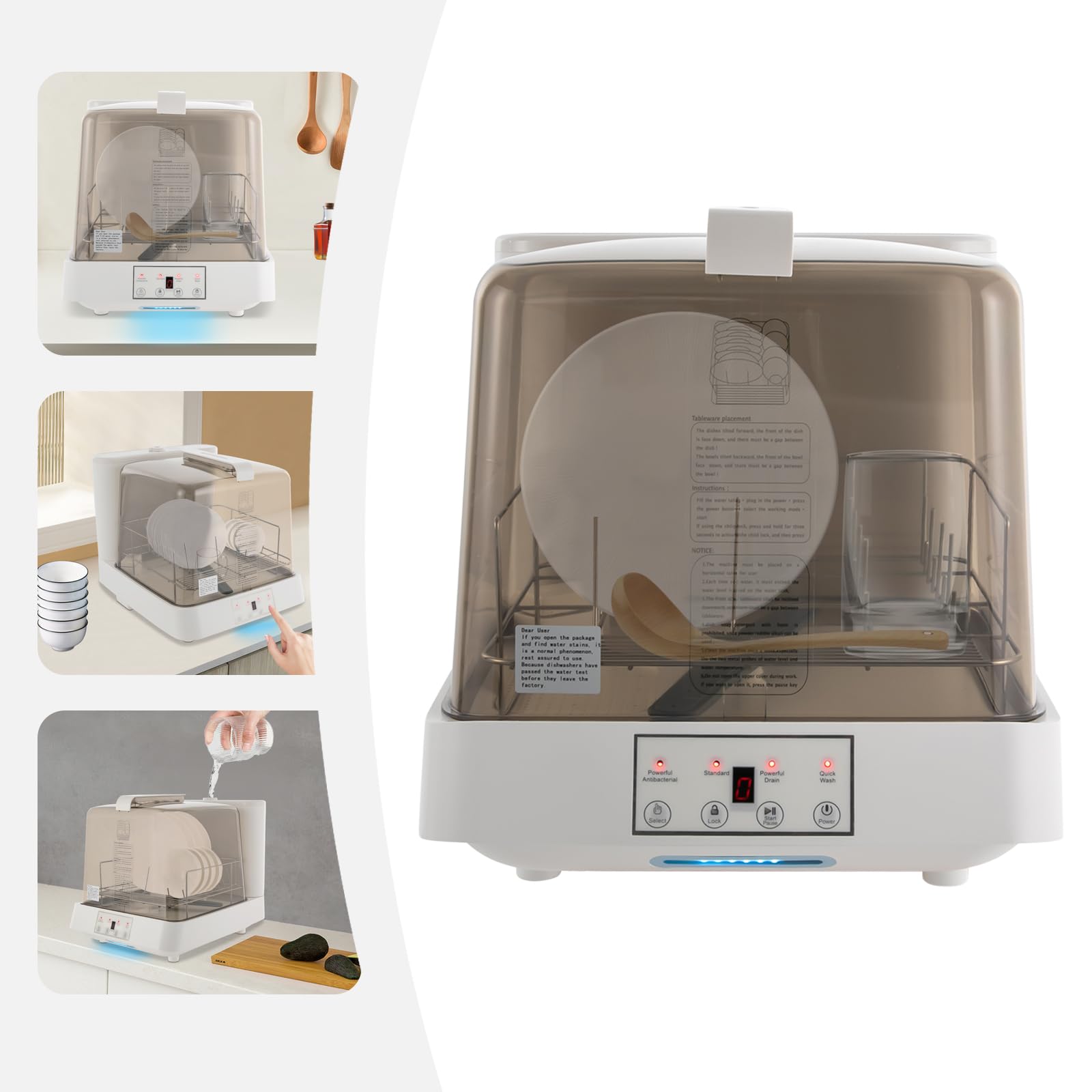 Portable Countertop Dishwasher - Compact Mini Dishwasher for Home, Apartment & RV - 6 Washing Programs with Quick Connect - Perfect for Small Kitchens, Dorms & Camping
