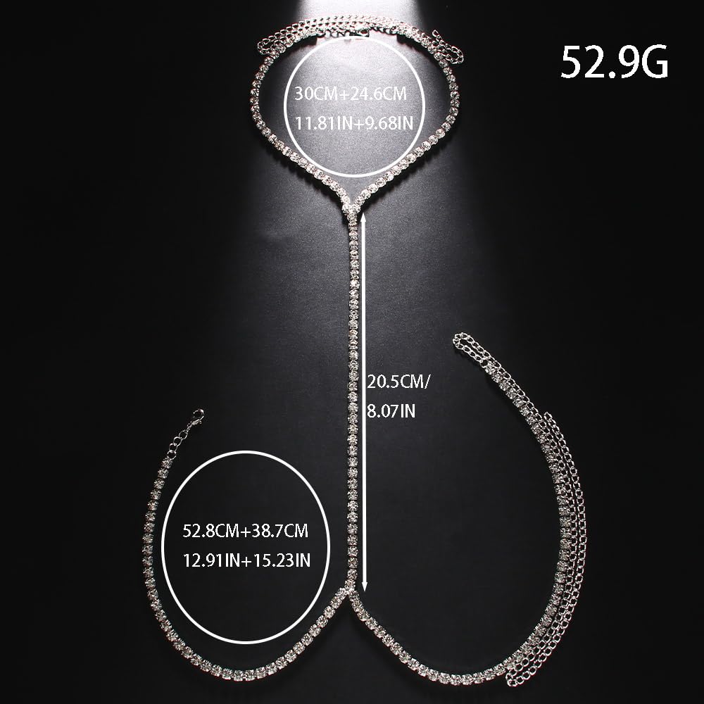 Stonefans Rhinestone Body Chain Harness for Men - Adjustable Silver Body Jewelry, Sexy Chest Chains Belt for Festival, Rave & Costume Parties - Perfect for Music Festivals, Nightclubs & Photo Shoots