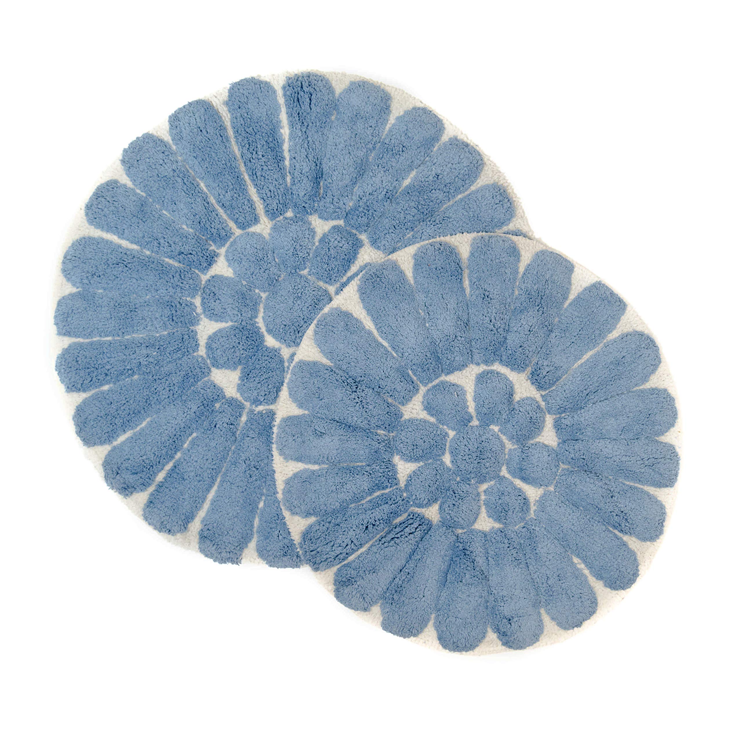 Premium 2-Piece Chesapeake Bursting Flower Bath Rug Set - Soft Non-Slip Round Bathroom Mats (24