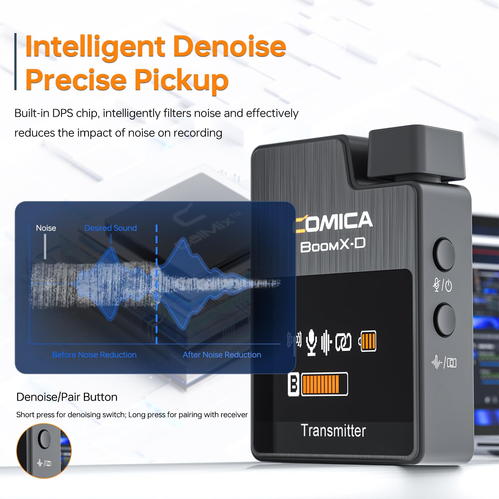 COMICA BoomX-D1 2.4G Wireless Lavalier Microphone System - Compact Lapel Mic with 1 Transmitter & 1 Receiver for Smartphone, Camera, Podcast, Interview, YouTube & Facebook Live - Perfect for Vlogging, Online Teaching & Live Streaming