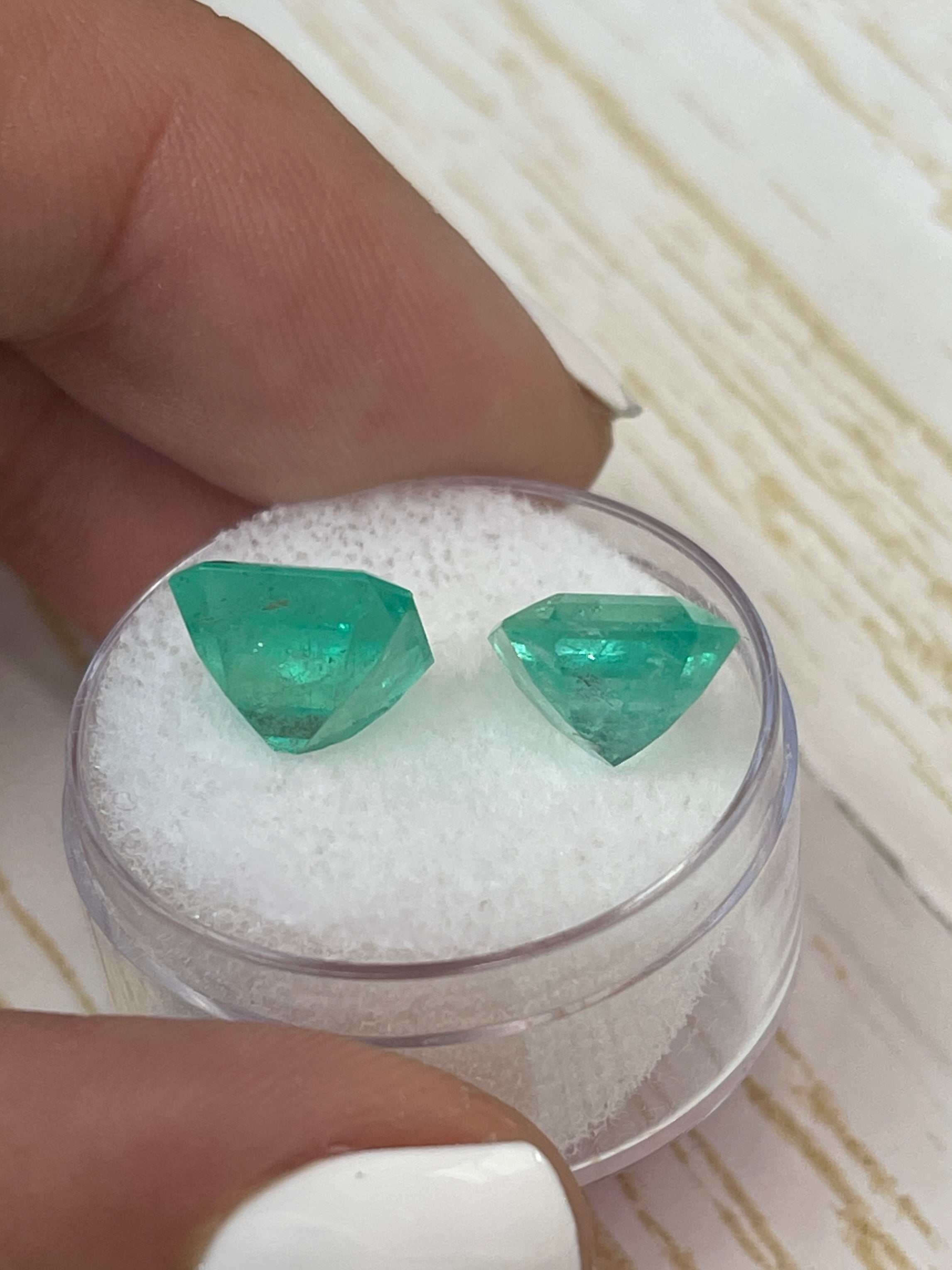 8.01tcw 10x9.5mm Matching Pair Natural Colombian Emerald Gemstones - Asscher Cut Loose Green Emeralds for Jewelry Making, Engagement Rings & Luxury Gifts