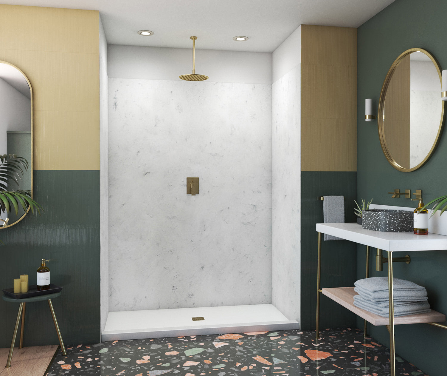 36x48x96 Swanstone Solid Surface Shower Wall Kit - Waterproof & Mold-Resistant Bathroom Remodeling Solution for Modern Homes & Commercial Spaces