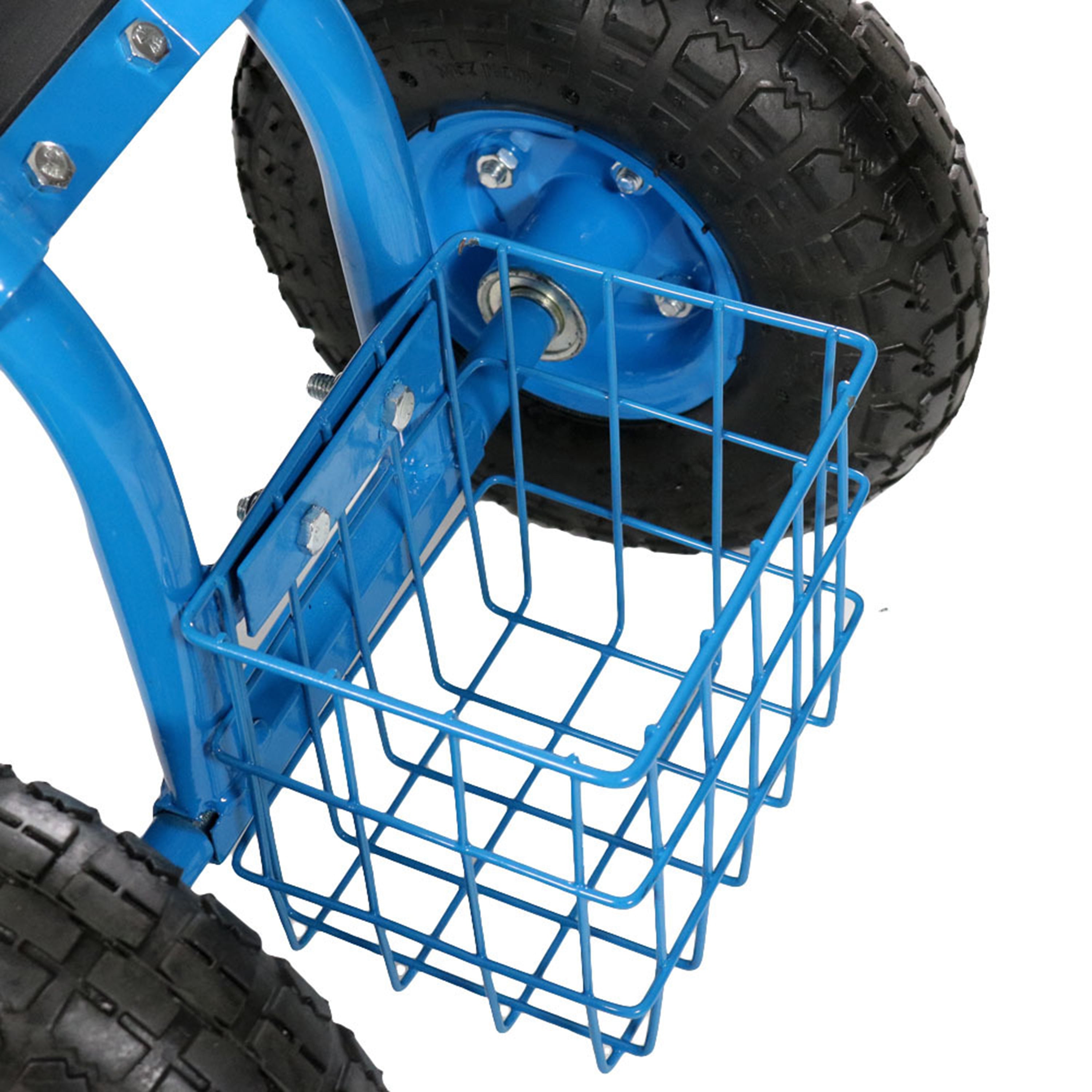 Sunnydaze Heavy Duty Rolling Garden Cart with Steering Handle & Swivel Seat - Perfect for Outdoor Gardening, Yard Work, and Home Organization