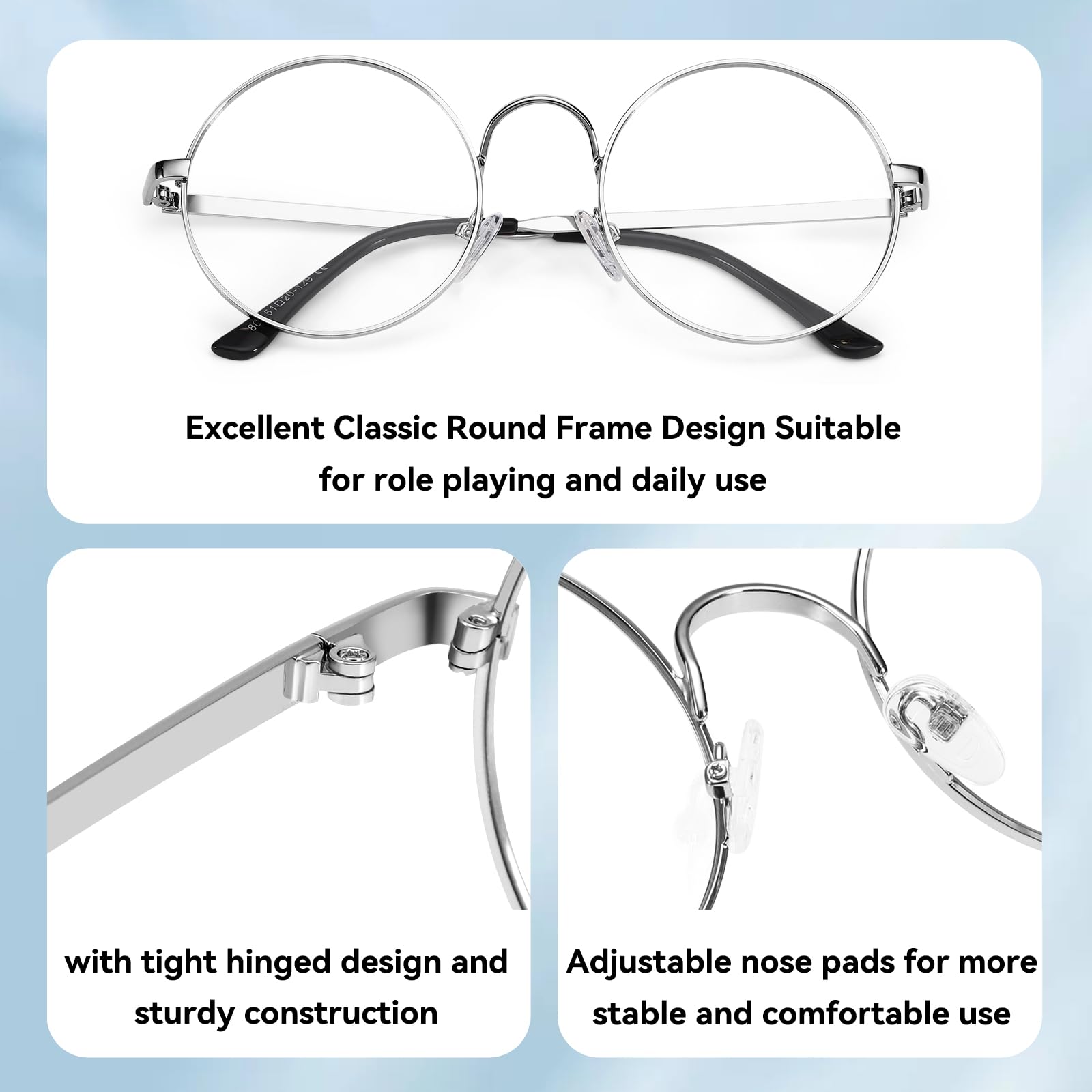 Dollger Retro Round Blue Light Blocking Glasses for Men & Women - Clear Lens Non-Prescription Metal Frame Eyewear - Perfect for Computer Use, Gaming & Office Work