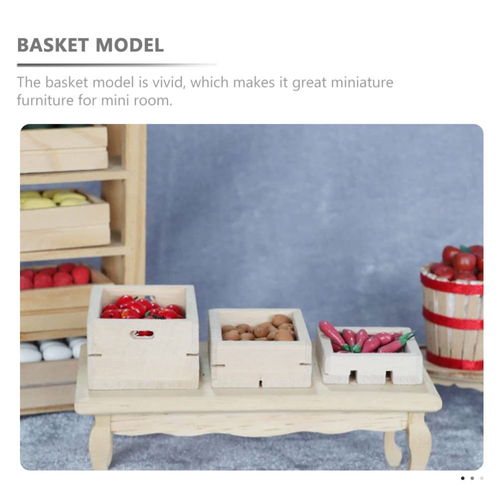 3pcs DIY Mini Fruit and Vegetable Basket Toy Set - Small Dollhouse Furniture, Miniature Storage Baskets for Kids Play, Home Decor & Doll Accessories - Perfect for Pretend Play, Room Decoration and Collectibles