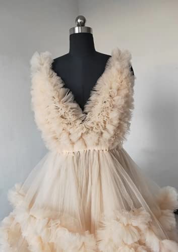 Elegant Sheer Long Bathrobe for Women - Soft Dressing Gown for Spa, Bridal Shower & Maternity Photoshoot - Perfect Birthday Gift & Loungewear for Relaxation at Home