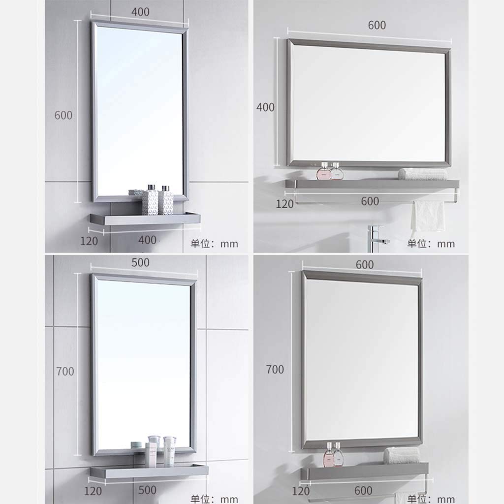 Stainless Steel Rectangle Bathroom Mirror with Shelf & Towel Bar - Wall Mounted Vanity Makeup Mirror with Hardware for Bathroom, Washroom - Perfect for Small Spaces & Modern Home Decor