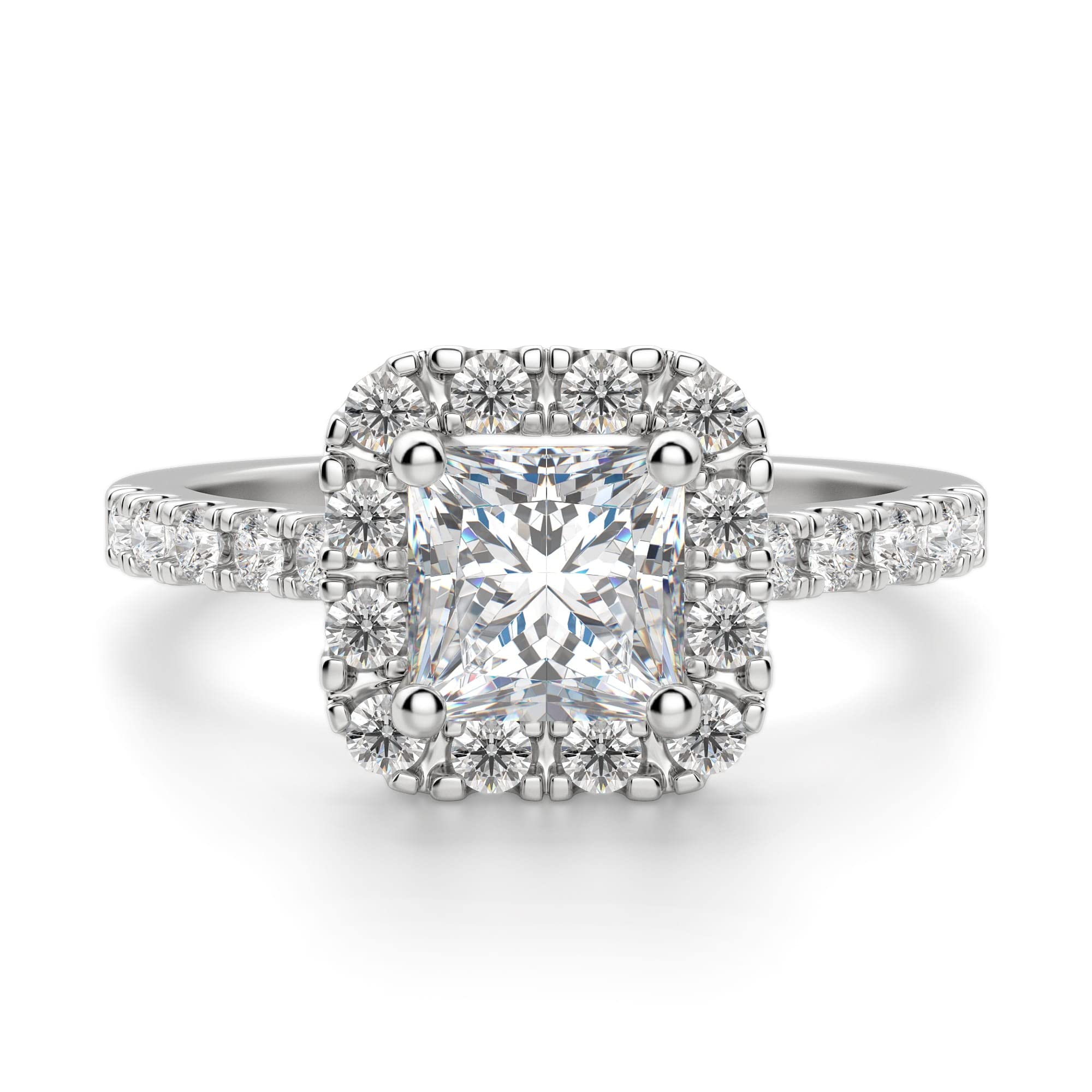 1.0CT Moissanite Princess Cut Halo Engagement Ring for Women - 925 Sterling Silver Wedding Band, Anniversary & Birthday Gift for Her - Perfect for Proposals, Bridal Jewelry & Special Occasions
